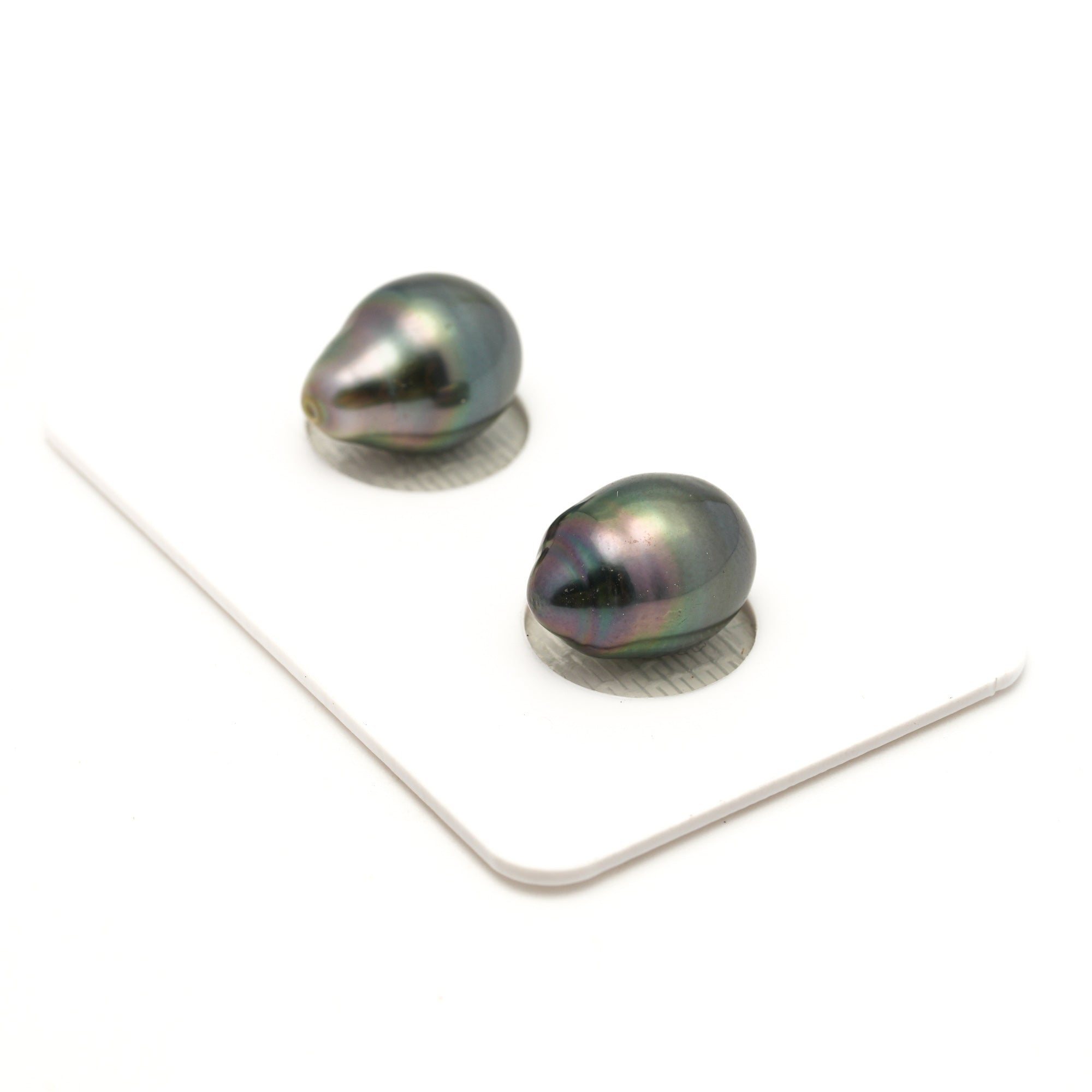 2pcs "Mid Luster" Green 9.6-9.7mm - SB TOP/AAA Quality Tahitian Pearl Single ER1945 LP4