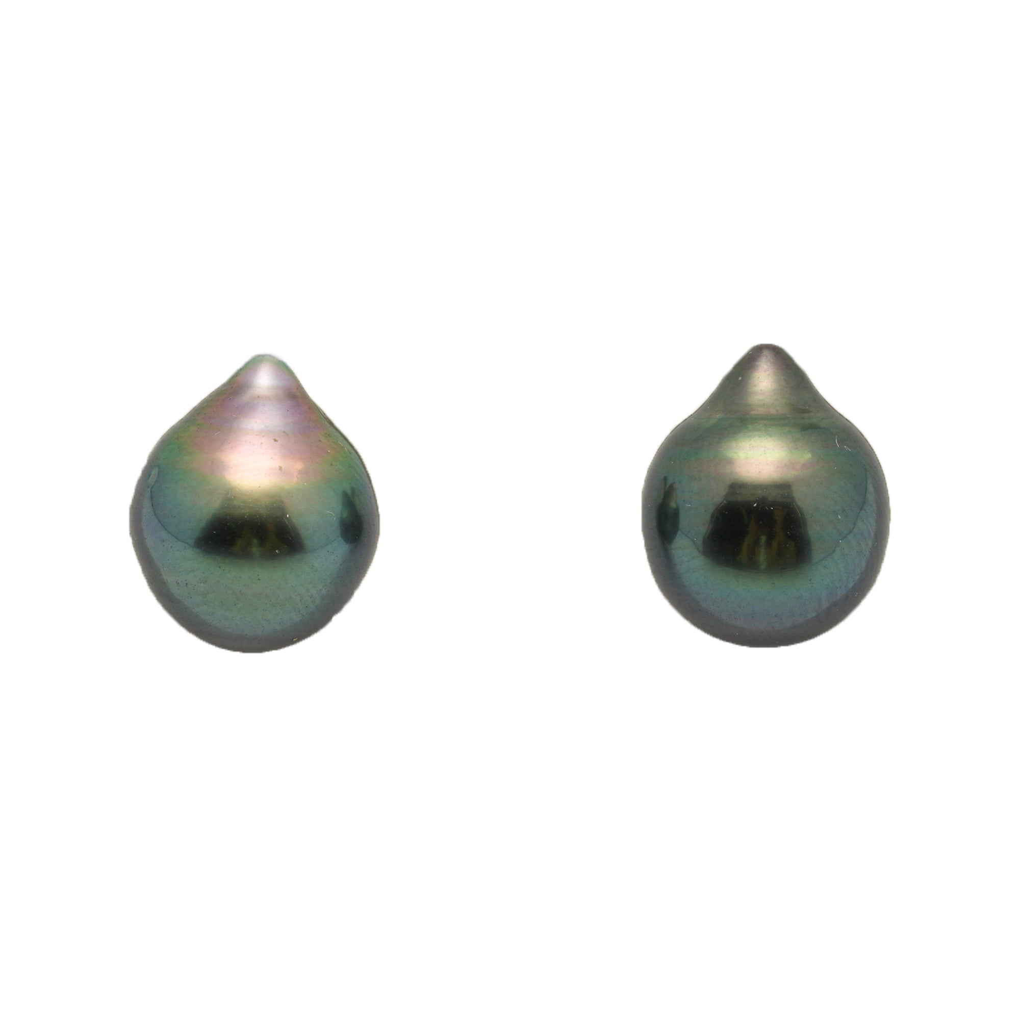 2pcs "Mid Luster" Green 10.2mm - SB/DR AAA Quality Tahitian Pearl Pair ER1946 LP4
