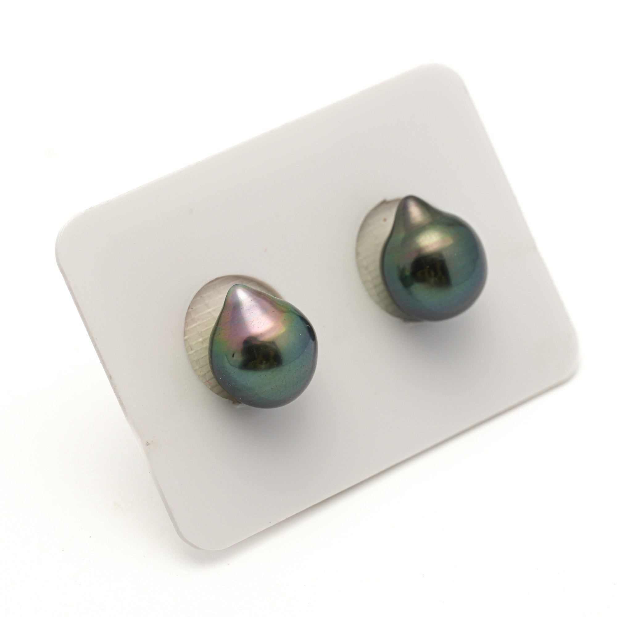 2pcs "Mid Luster" Green 10.2mm - SB/DR AAA Quality Tahitian Pearl Pair ER1946 LP4