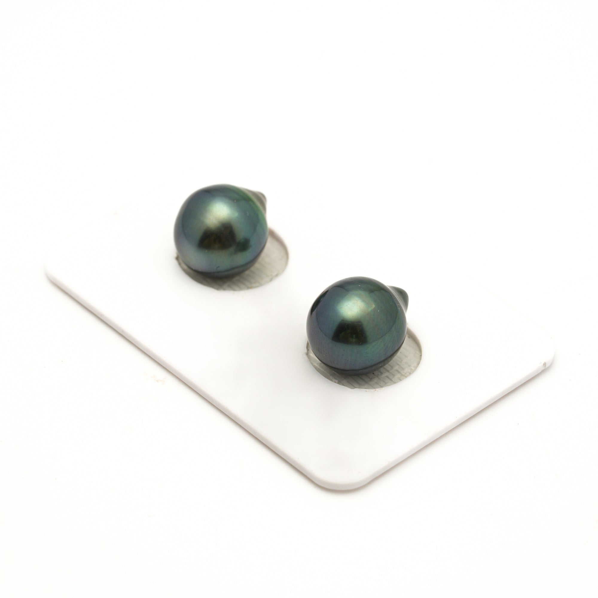 2pcs "Mid Luster" Green 10.2mm - SB/DR AAA Quality Tahitian Pearl Pair ER1946 LP4