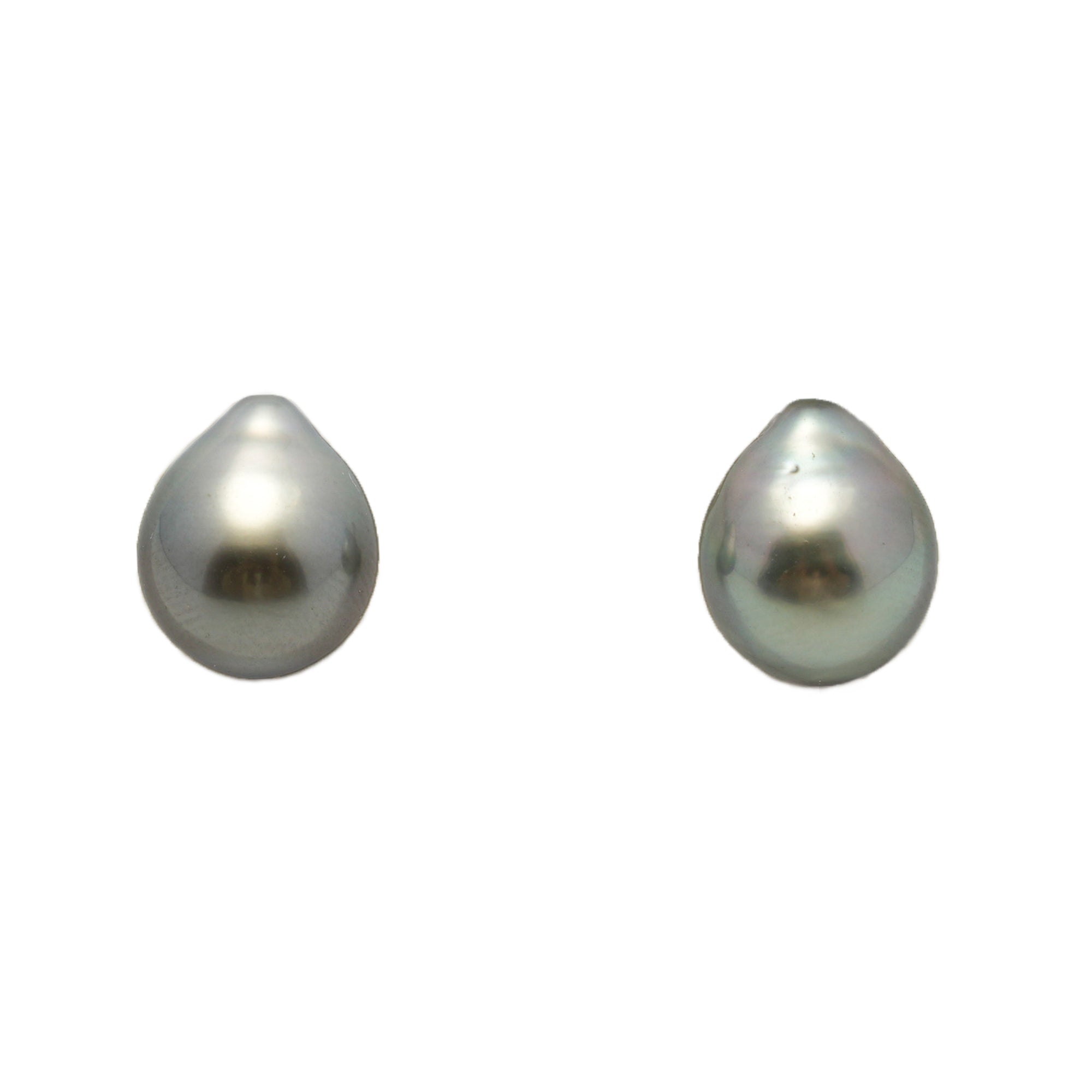 2pcs "Mid Luster" GREEN 9.2-9.3mm - SB AAA Quality Tahitian Pearl Pair ER1947 LP4