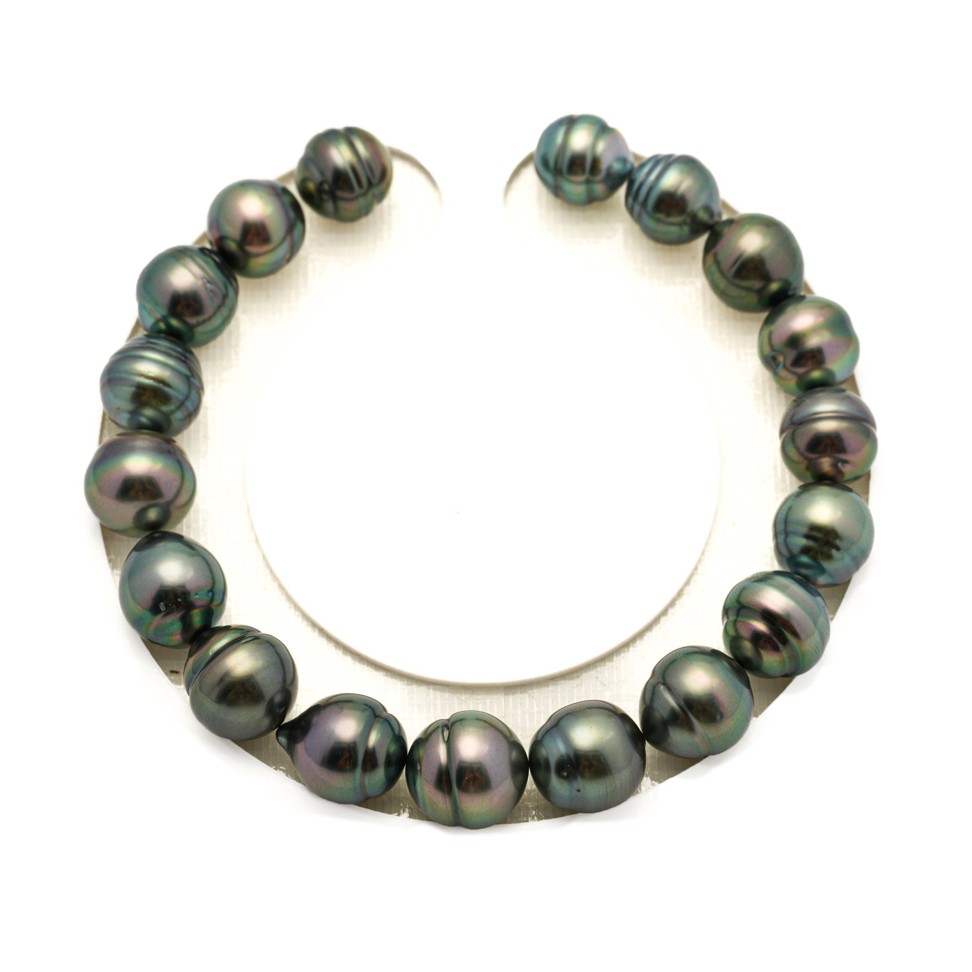 18pcs "Mid Luster" Green 8-10mm - SB/CL AAA/AA Quality Tahitian Pearl Bracelet BR2525 LP4