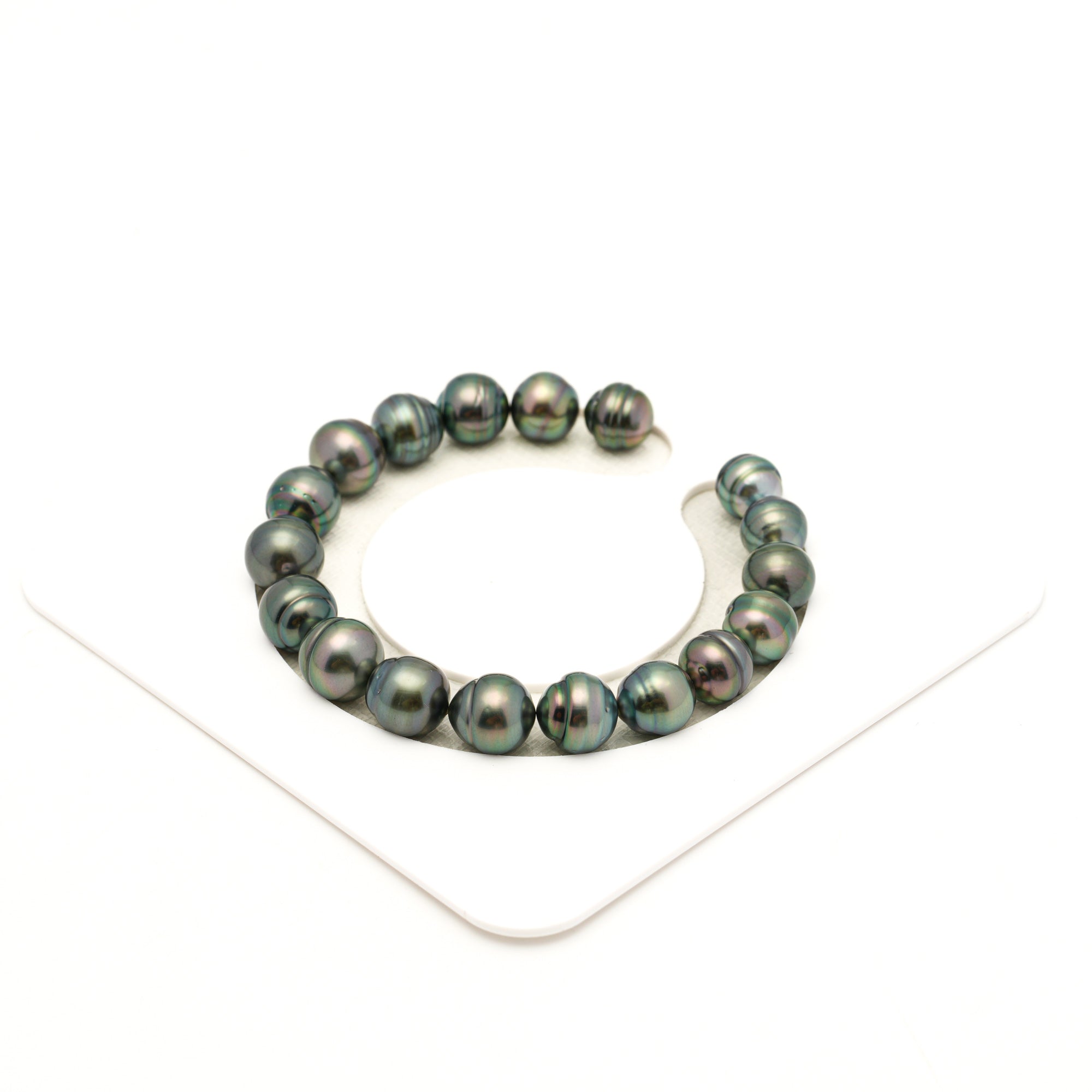 18pcs "Mid Luster" Green 8-10mm - SB/CL AAA/AA Quality Tahitian Pearl Bracelet BR2525 LP4