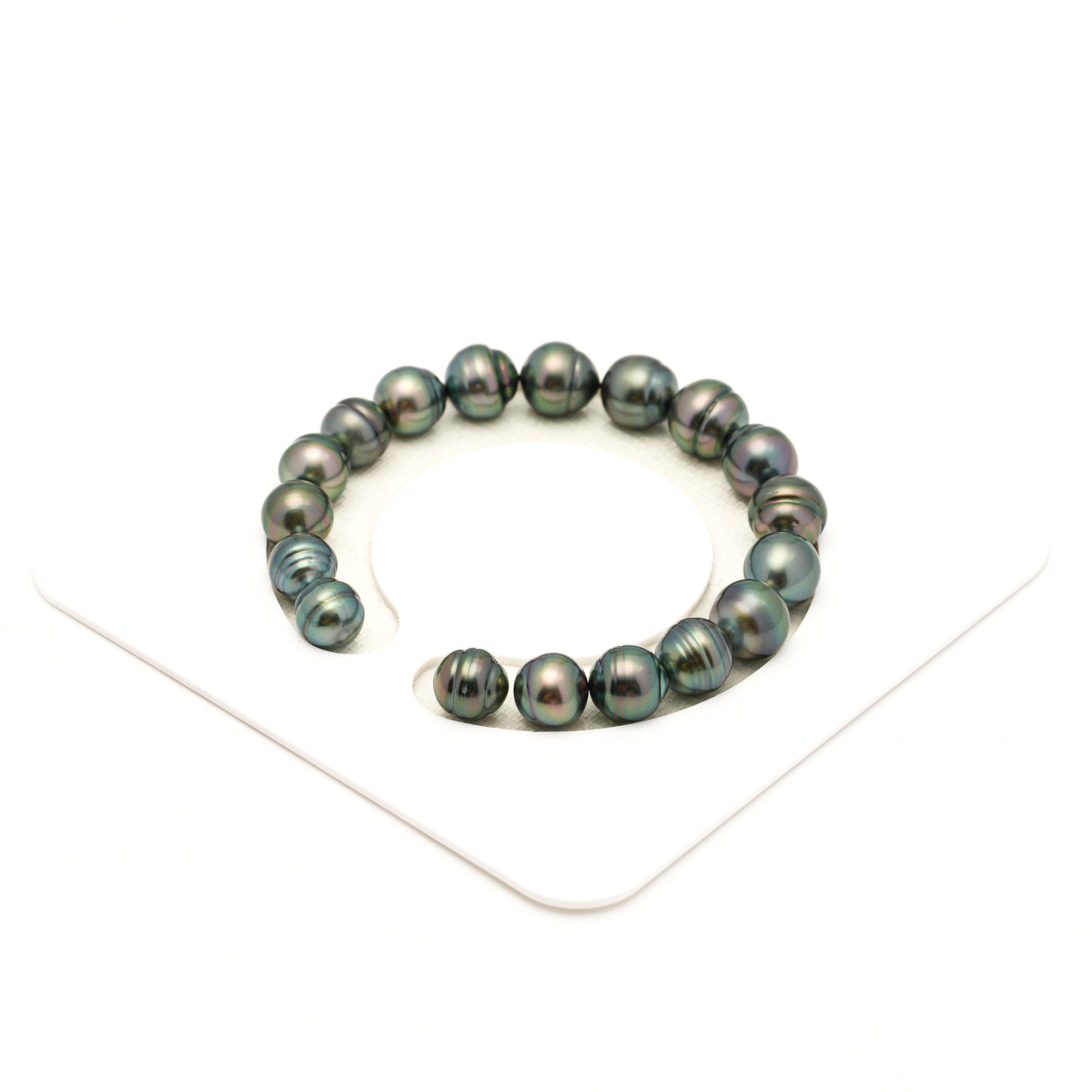 18pcs "Mid Luster" Green 8-10mm - SB/CL AAA/AA Quality Tahitian Pearl Bracelet BR2525 LP4