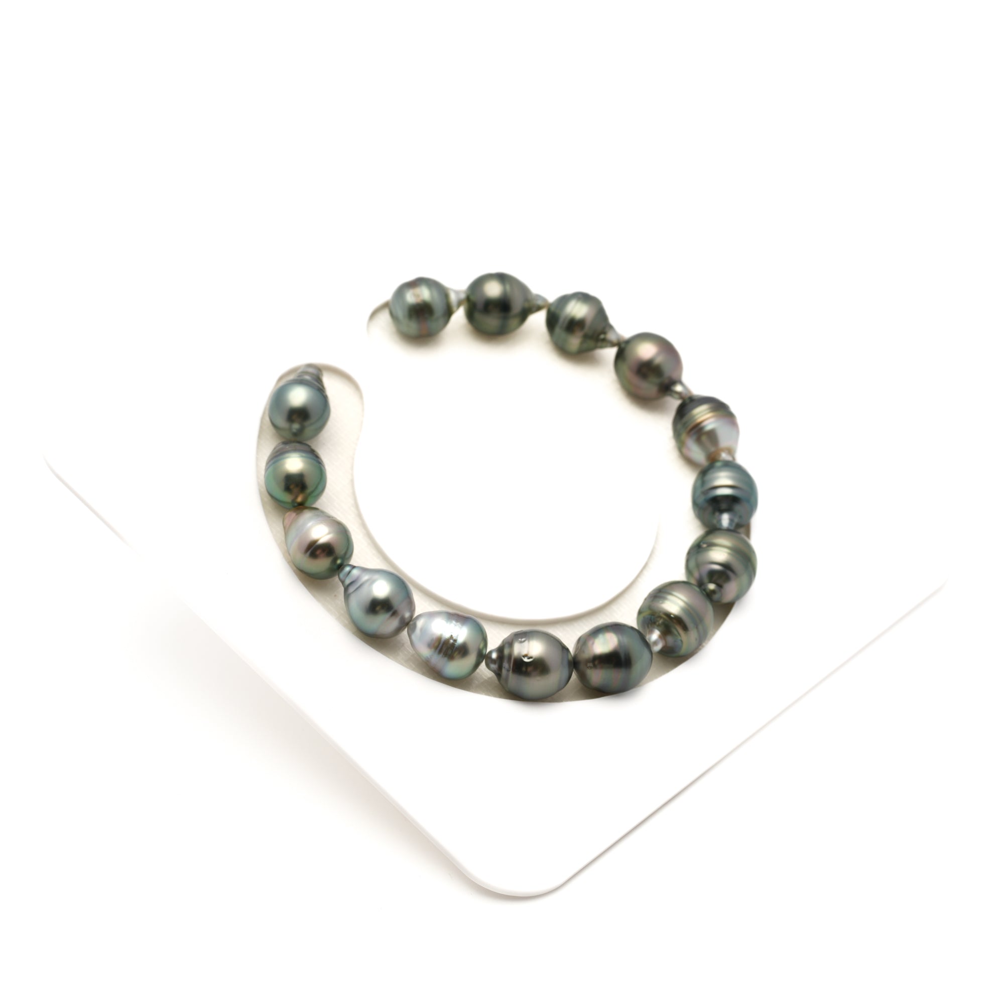 15pcs Light Green 8-10mm - SB/CL AAA/AA Quality Tahitian Pearl Bracelet BR2528 LP4