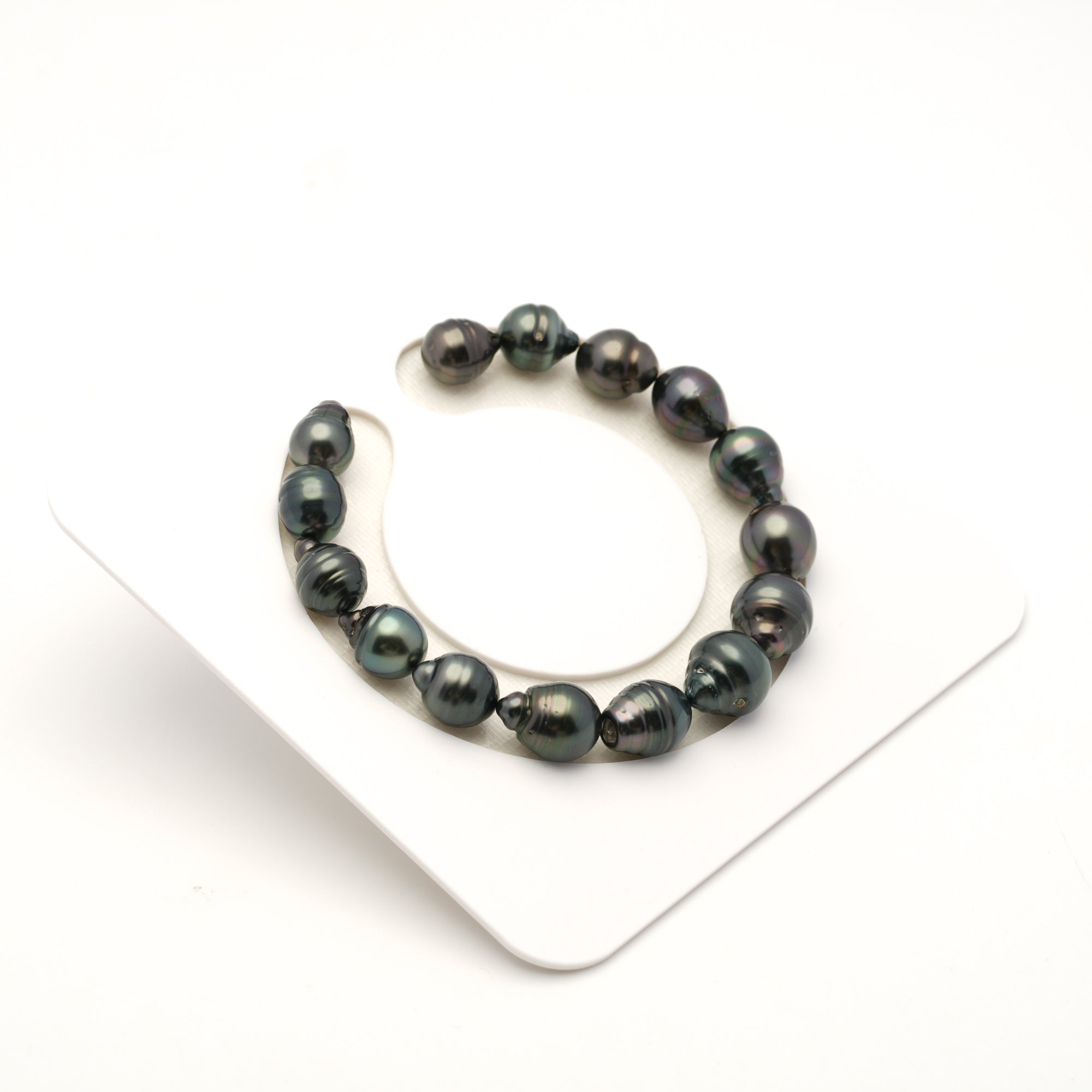 15pcs Dark Green 8-10mm - SB/CL AAA/AA Quality Tahitian Pearl Bracelet BR2529 LP4