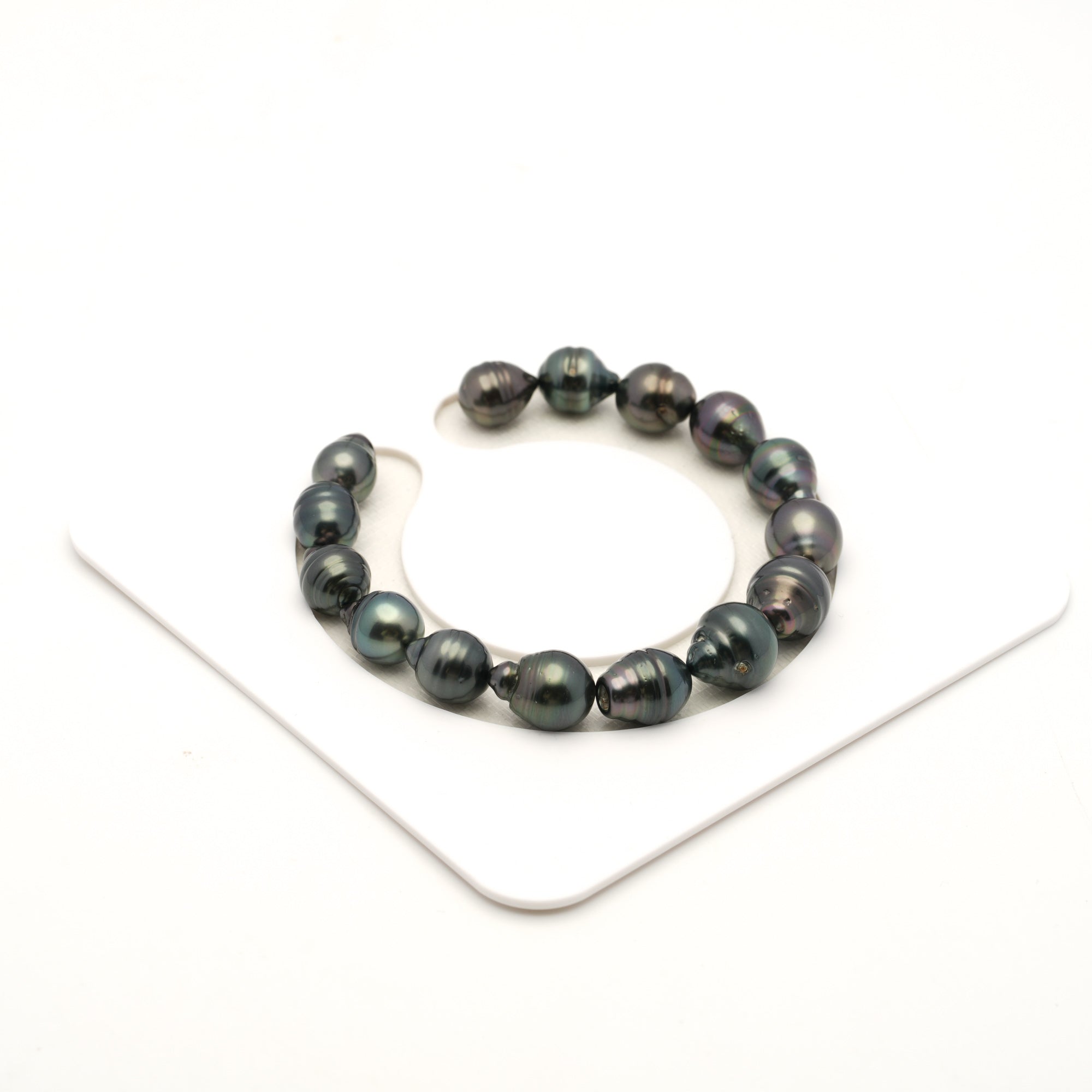 15pcs Dark Green 8-10mm - SB/CL AAA/AA Quality Tahitian Pearl Bracelet BR2529 LP4