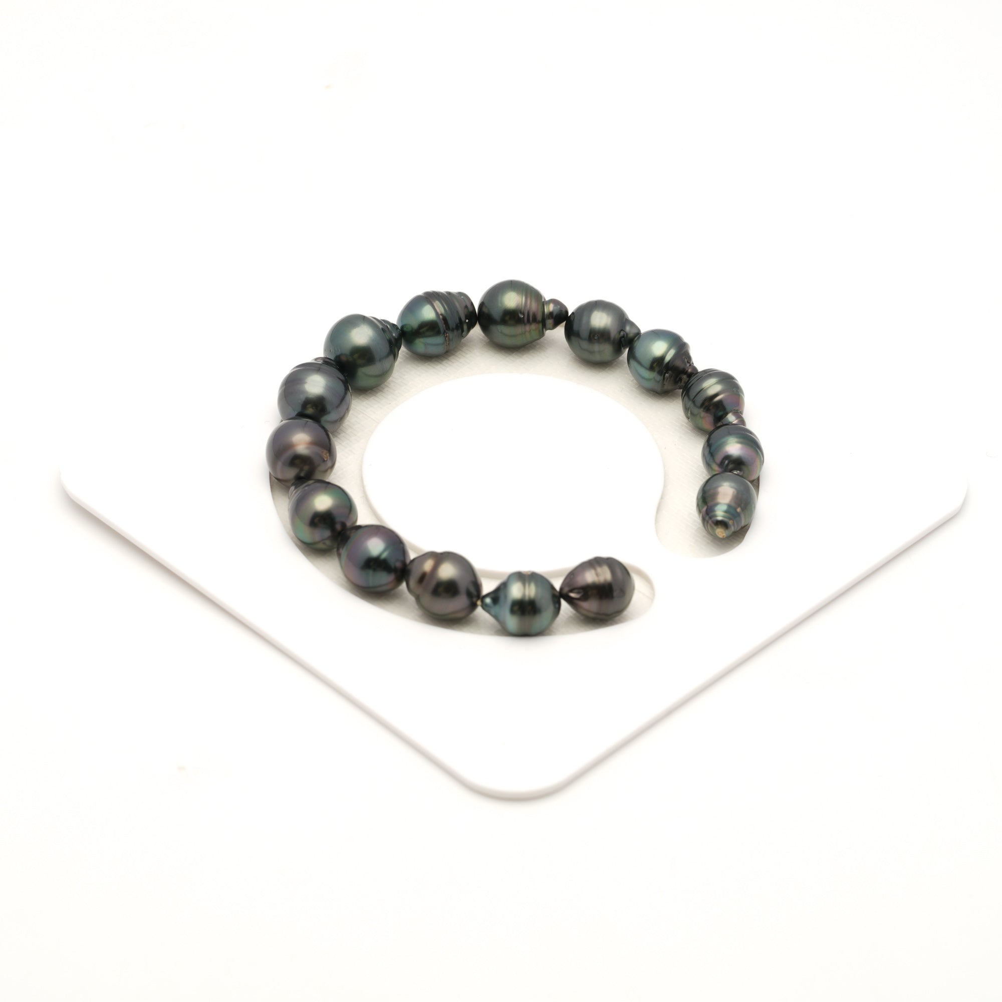 15pcs Dark Green 8-10mm - SB/CL AAA/AA Quality Tahitian Pearl Bracelet BR2529 LP4
