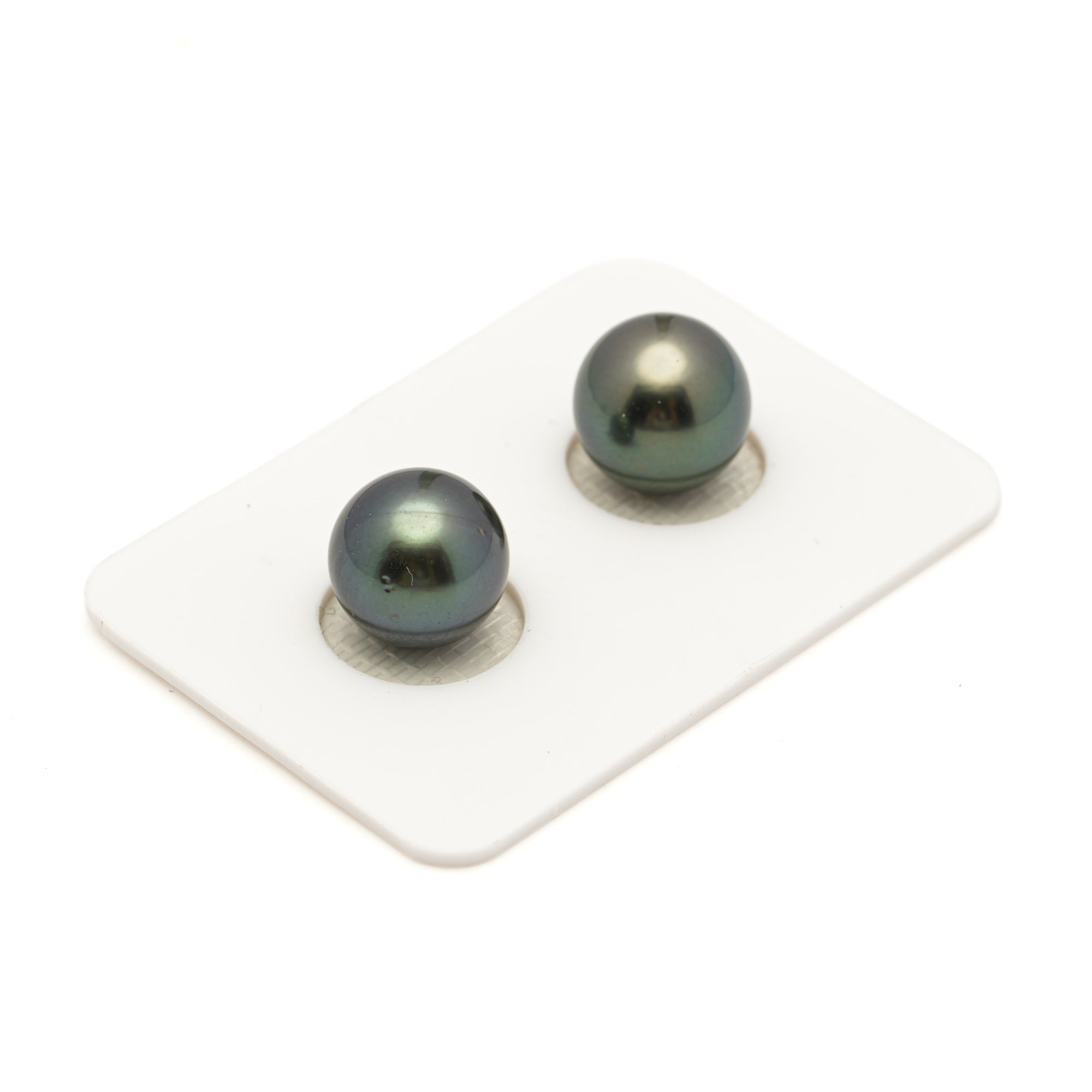 2pcs Dark Green 10.7-10.9mm - RSR AAA/AA Quality Tahitian Pearl Pair ER1952 LP4