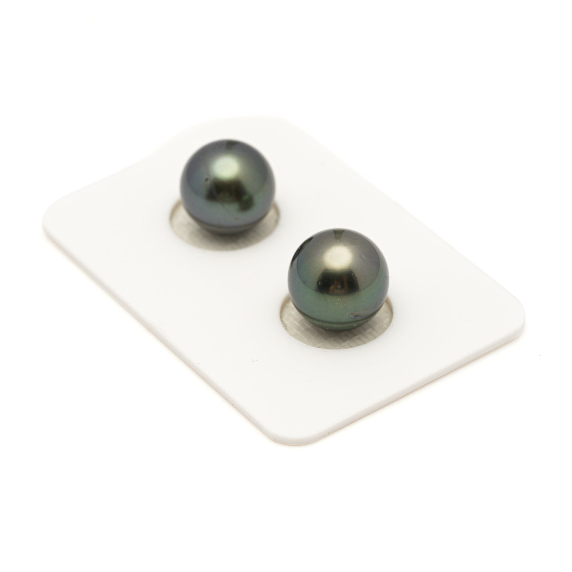 2pcs Dark Green 10.7-10.9mm - RSR AAA/AA Quality Tahitian Pearl Pair ER1952 LP4