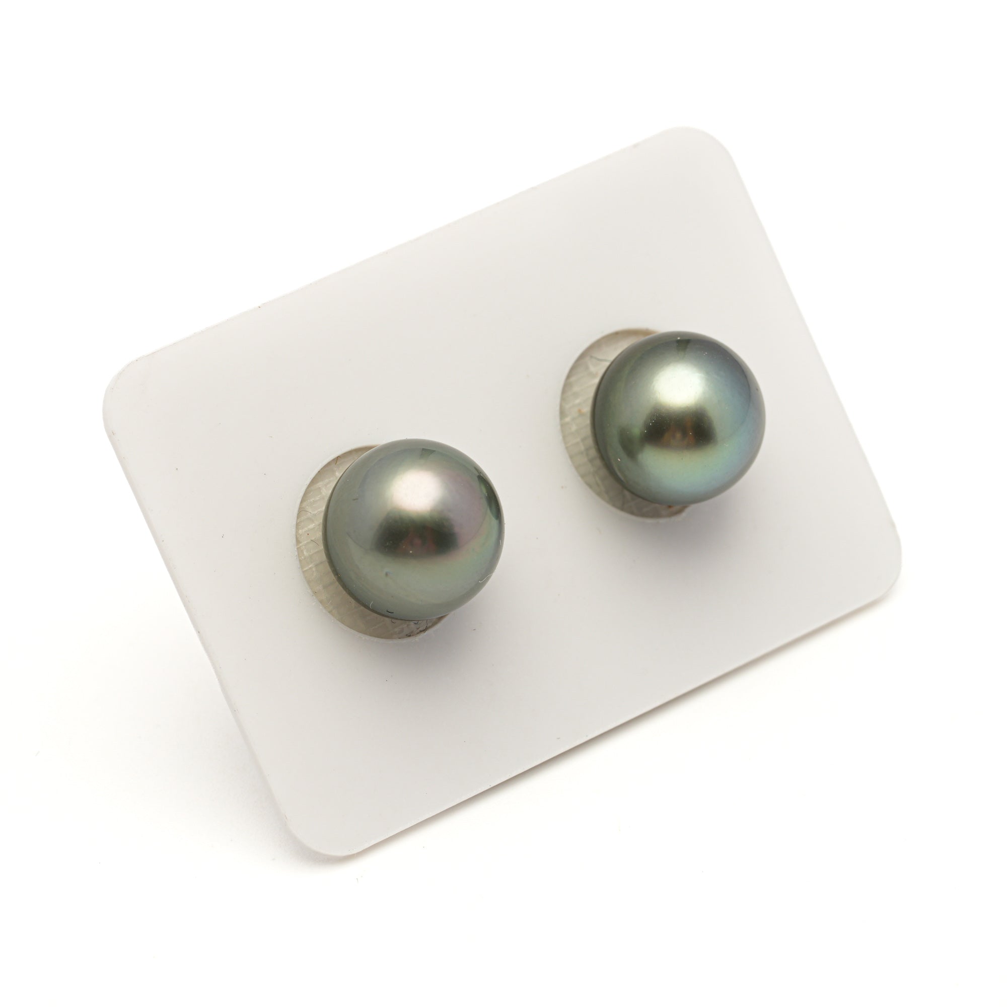 2pcs Green 11.1-11.3mm - SB/NR AA Quality Tahitian Pearl Pair ER1955 LP4