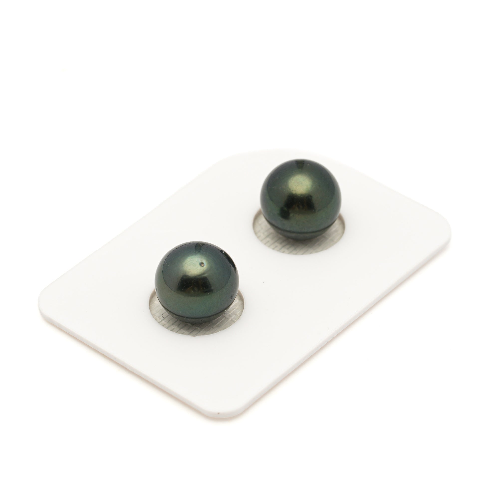 2pcs Dark Green 10.6-10.8mm - RSR AA Quality Tahitian Pearl Pair ER1958 LP3