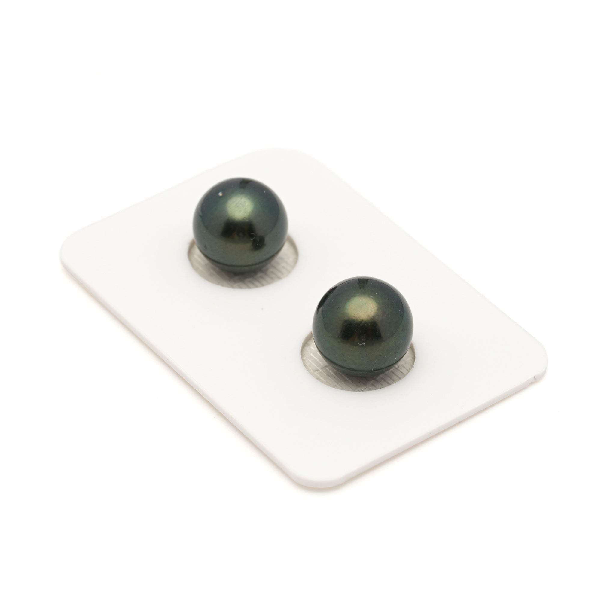 2pcs Dark Green 10.6-10.8mm - RSR AA Quality Tahitian Pearl Pair ER1958 LP3