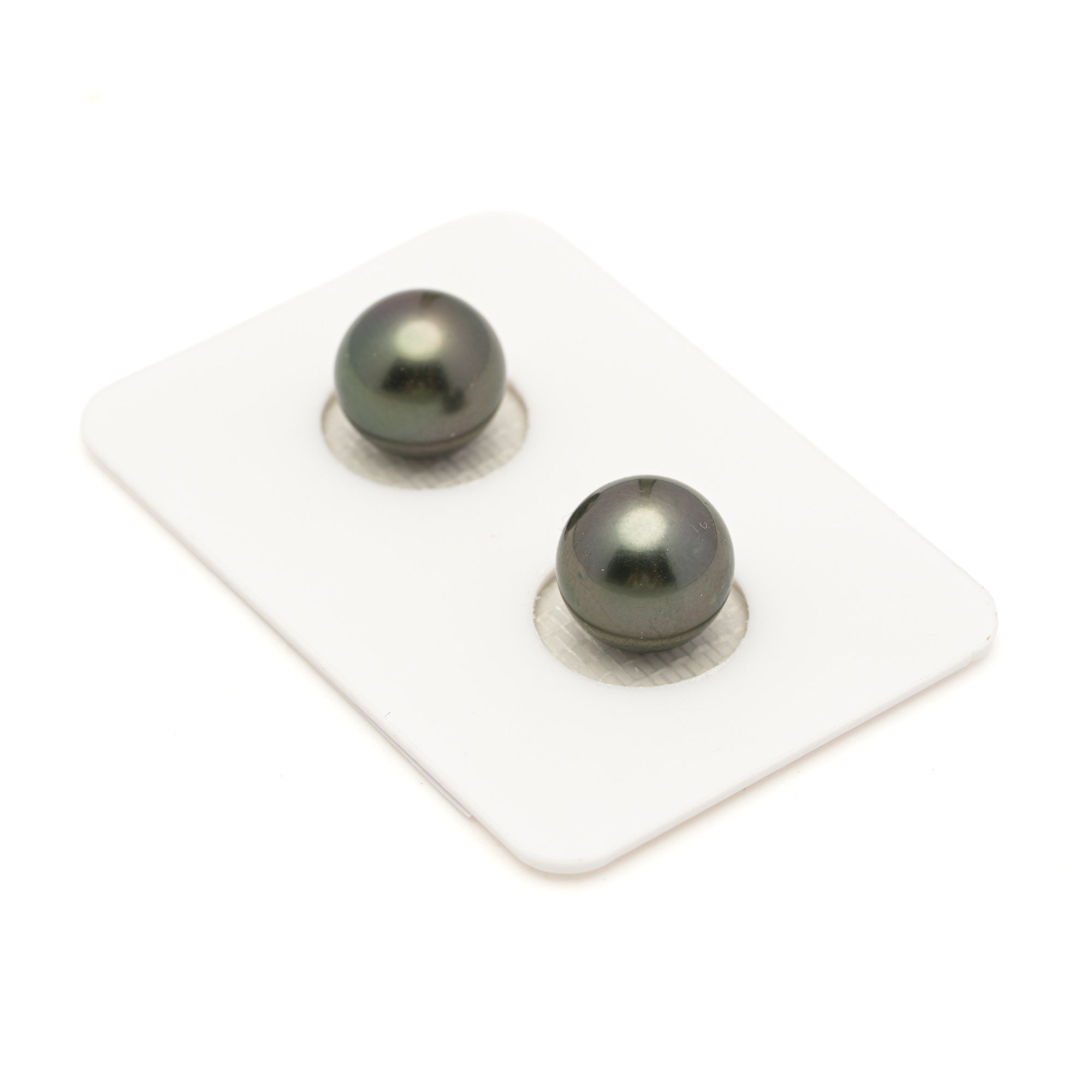 2pcs Dark Green 10.1mm - RSR AAA/AA Quality Tahitian Pearl Pair ER1964 LP3
