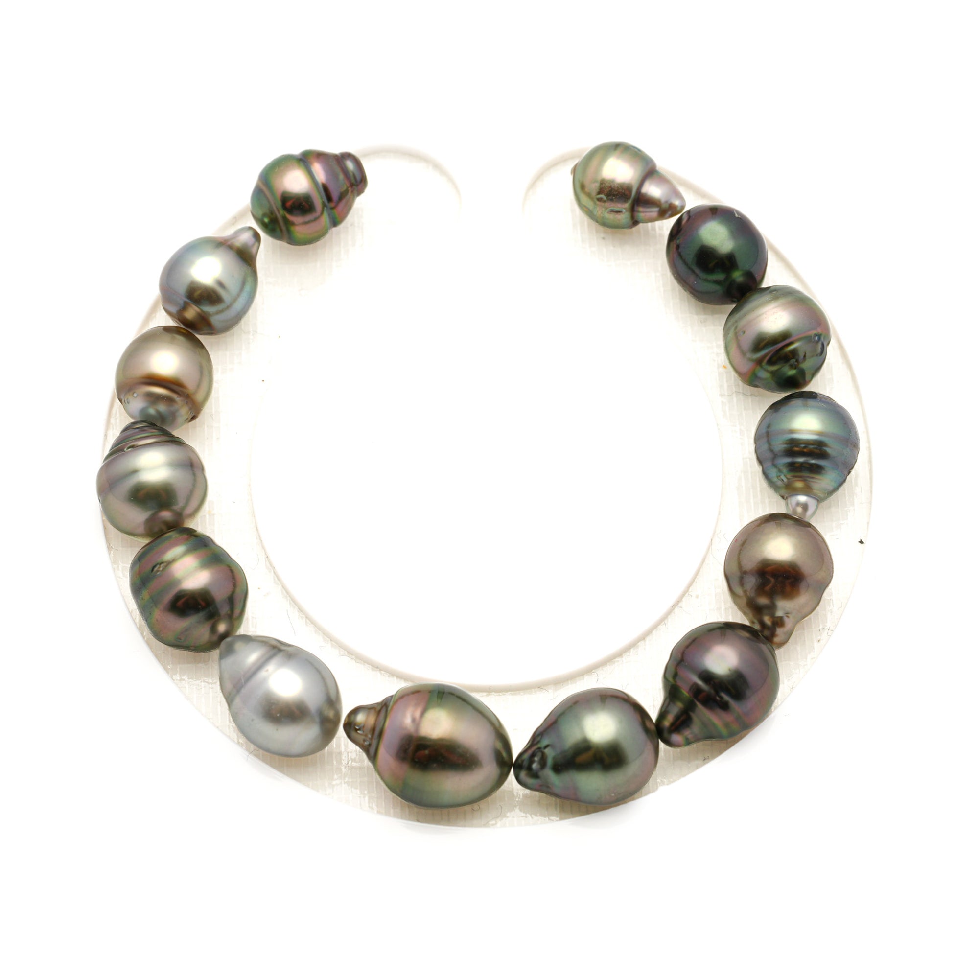 14pcs "High Luster" Multicolor 8-11mm - SB AAA/AA Quality Tahitian Pearl Bracelet BR2123 THMIX1