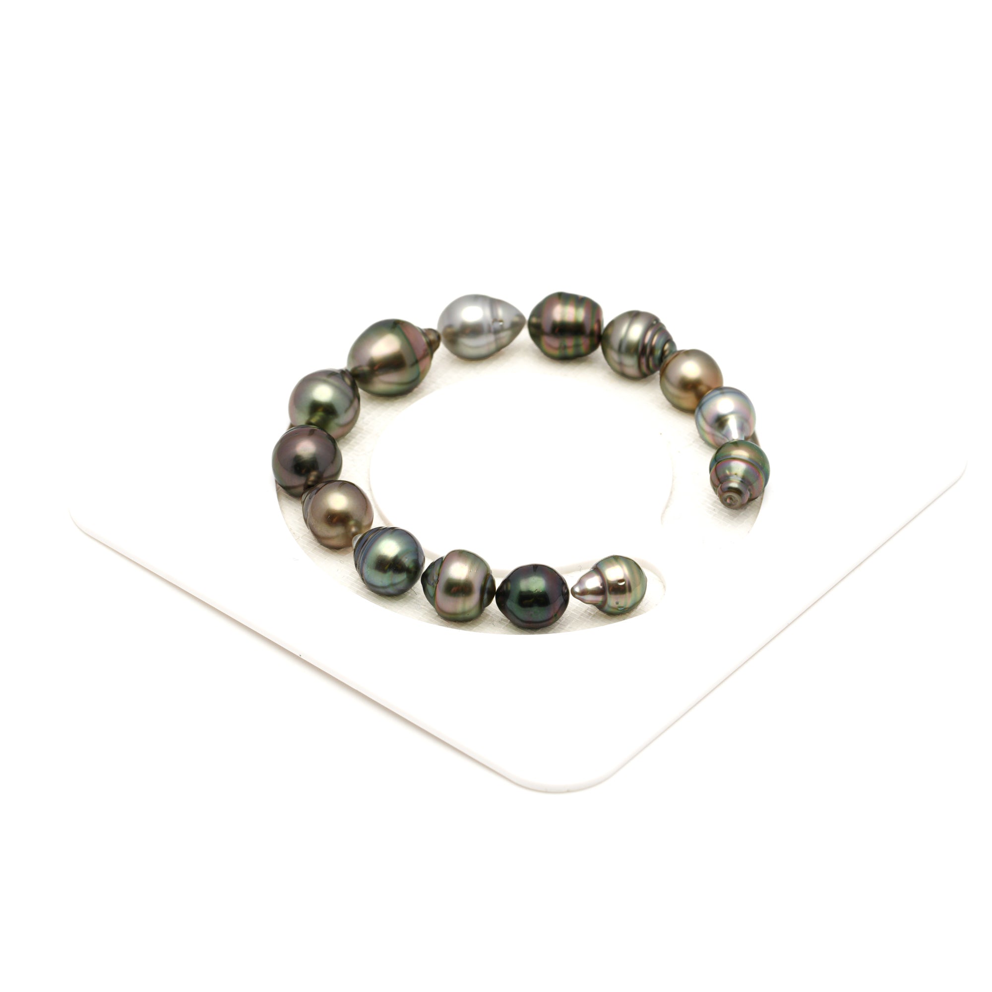 14pcs "High Luster" Multicolor 8-11mm - SB AAA/AA Quality Tahitian Pearl Bracelet BR2123 THMIX1