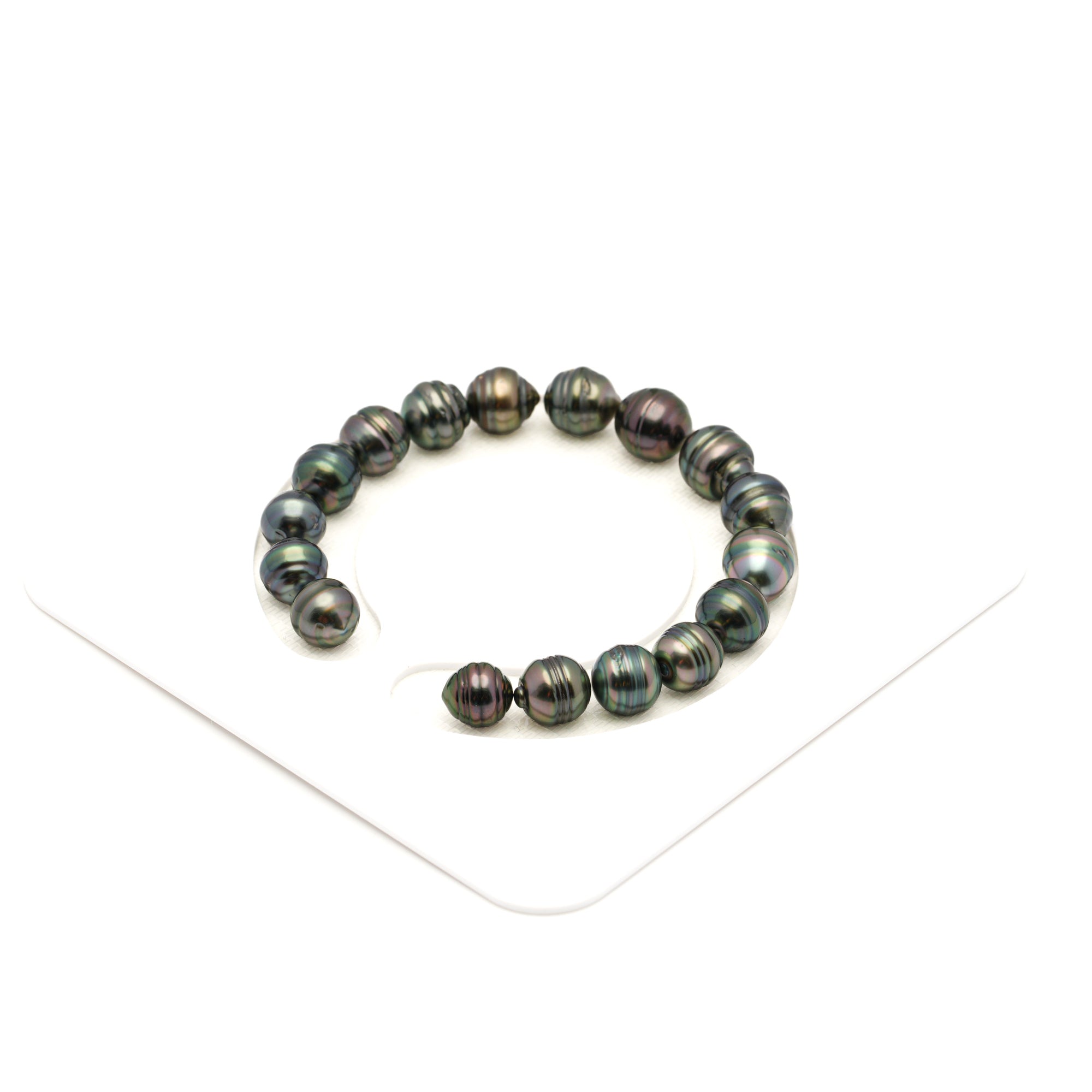 17pcs "Mid Luster" Green Mix 8-10mm - CL AAA Quality Tahitian Pearl Bracelet BR2516 LP3