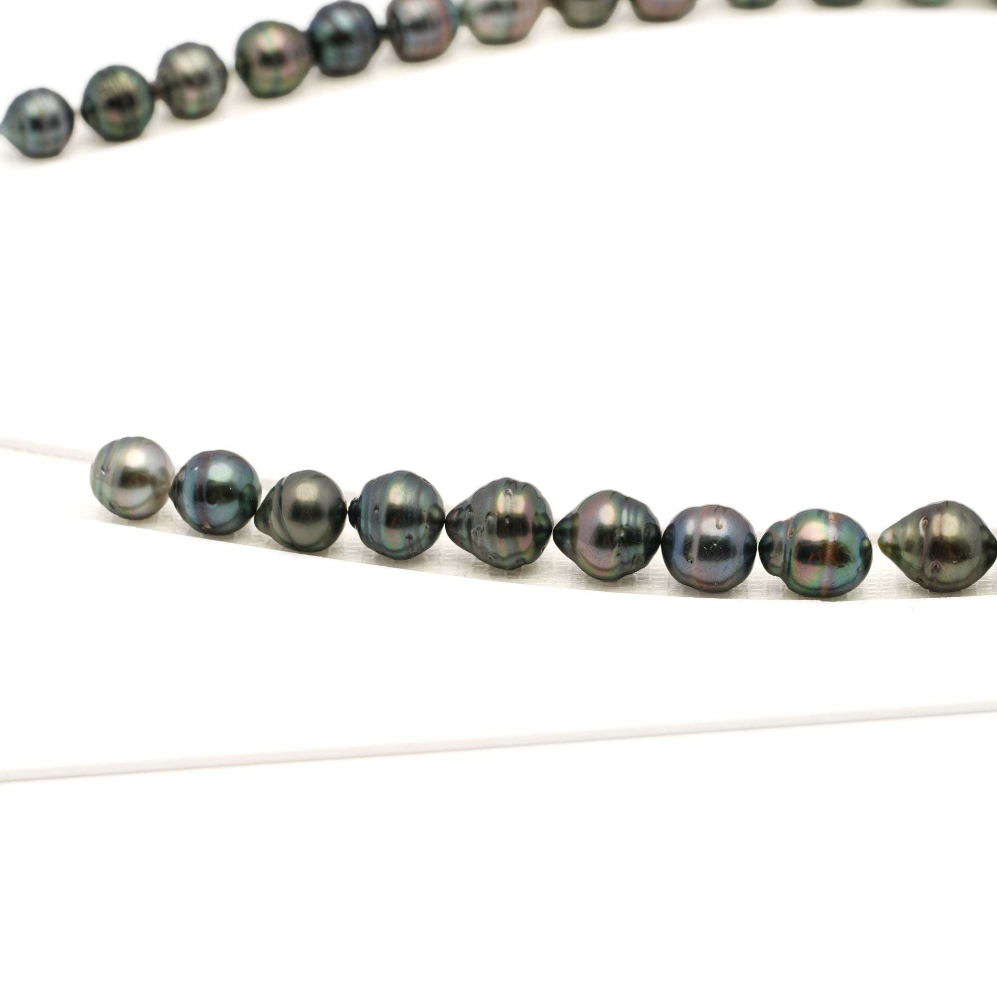 39pcs Green Mix 7-11mm - CL AAA/AA Quality Tahitian Pearl Necklace NL1758 LP1