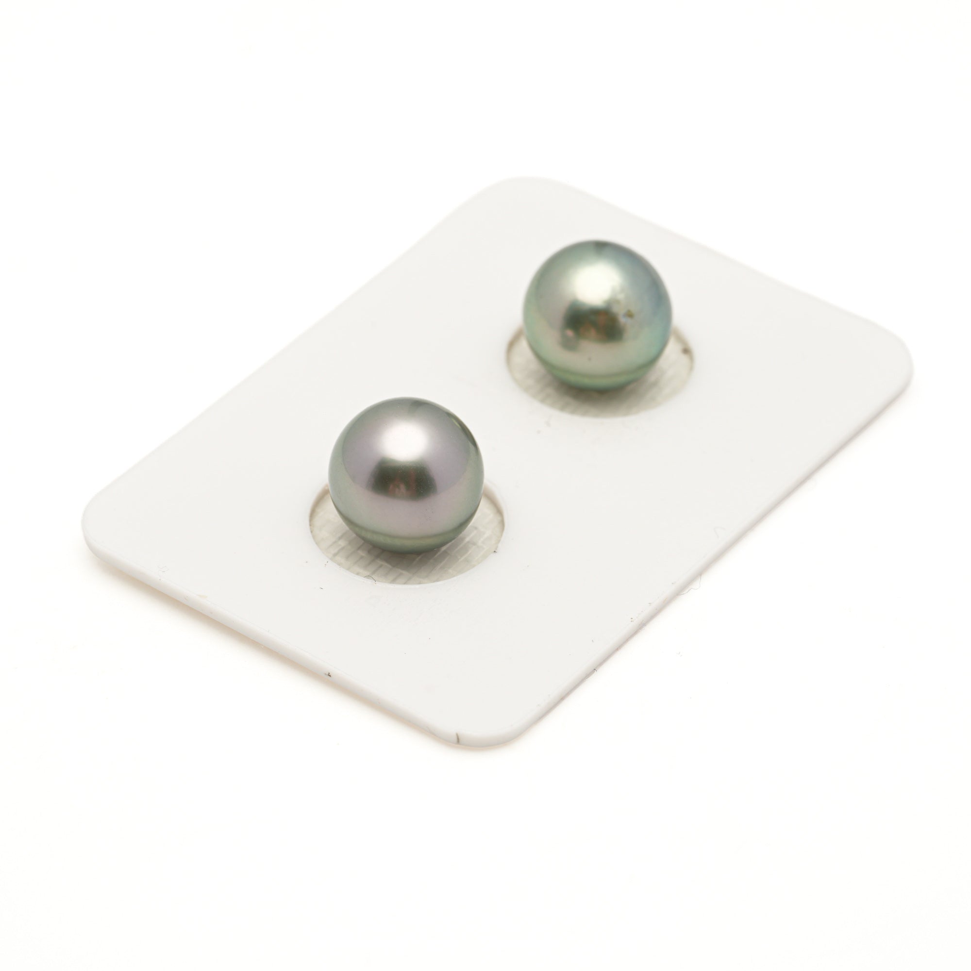 2pcs "High Luster" Light Green 9.6-9.7mm - NR AAA/AA Quality Tahitian Pearl Pair ER1975 LP3