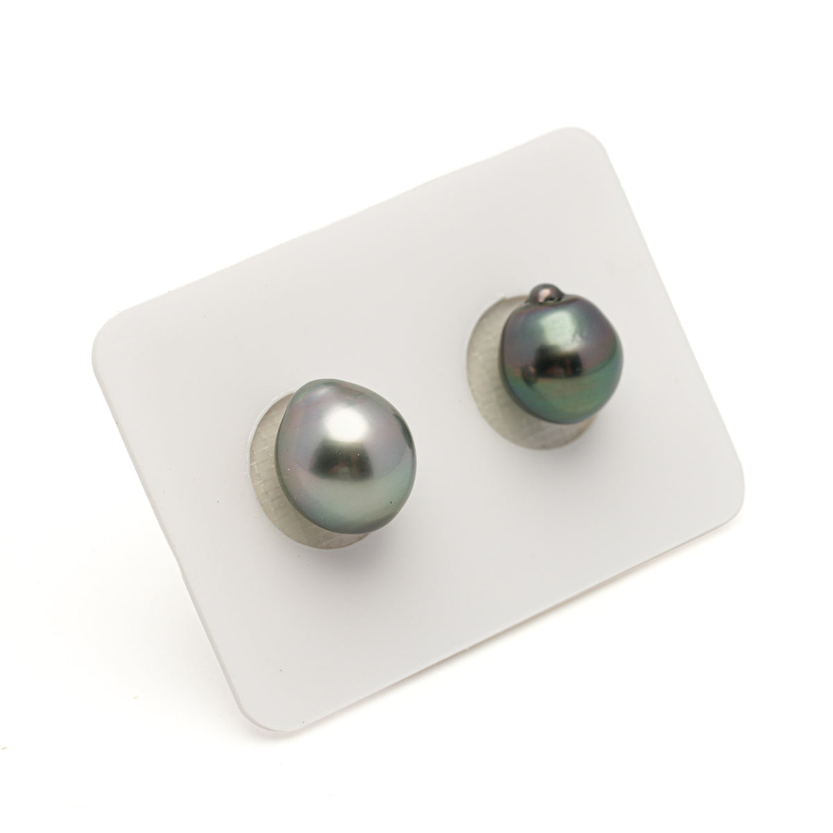 2pcs Green Cherry 9.7-10.5mm - SB AAA Quality Tahitian Pearl Pair ER1997 LP5