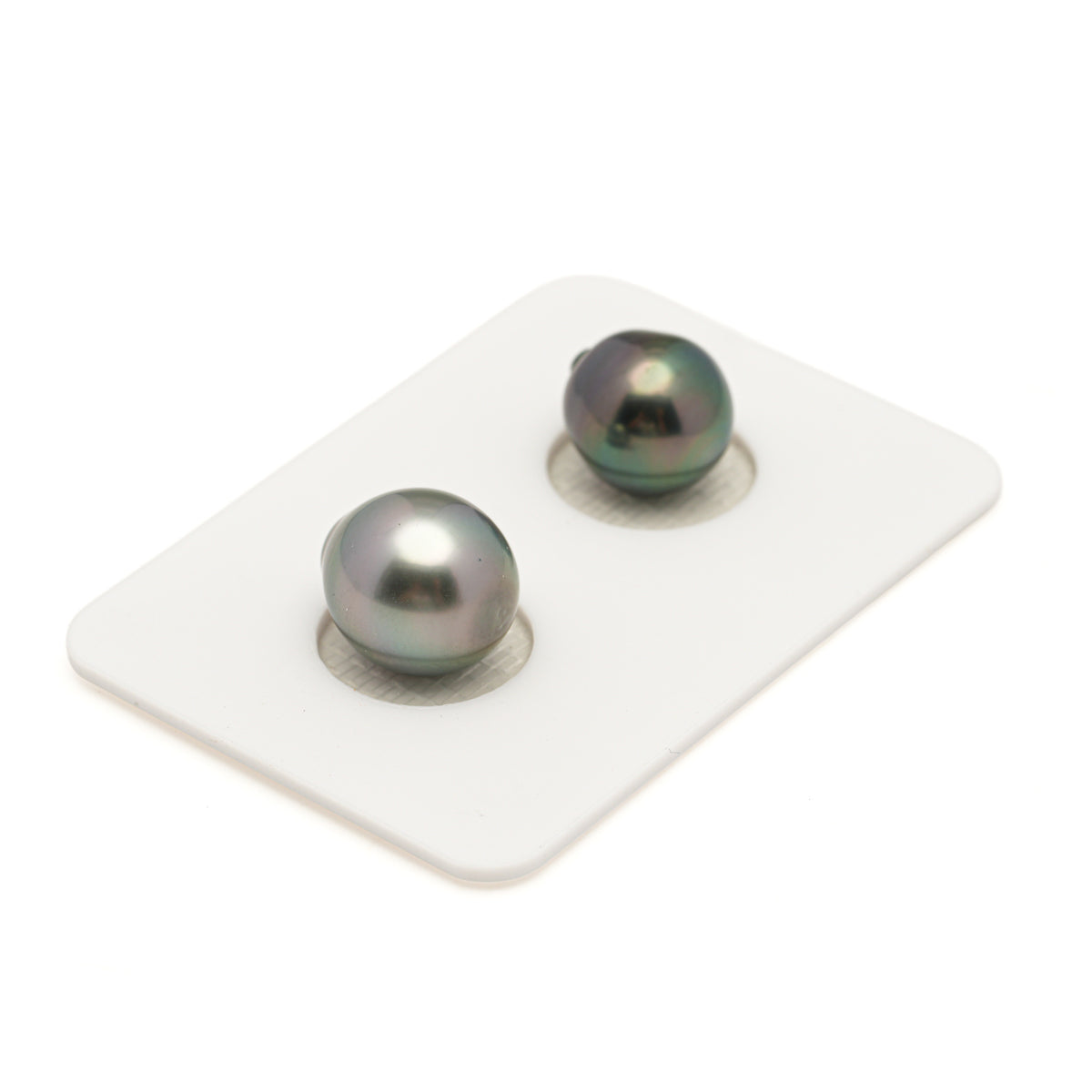 2pcs Green Cherry 9.7-10.5mm - SB AAA Quality Tahitian Pearl Pair ER1997 LP5