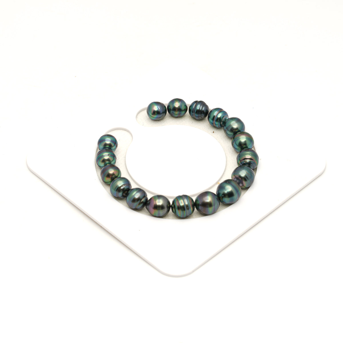 17pcs "High Luster" Blue Green 8-10mm - CL/SB AAA/AA Quality Tahitian Pearl Bracelet BR2546 LP5