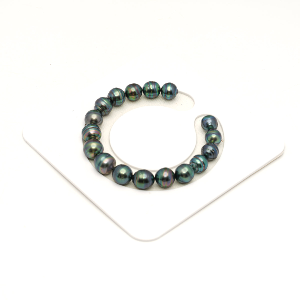 17pcs "High Luster" Blue Green 8-10mm - CL/SB AAA/AA Quality Tahitian Pearl Bracelet BR2546 LP5