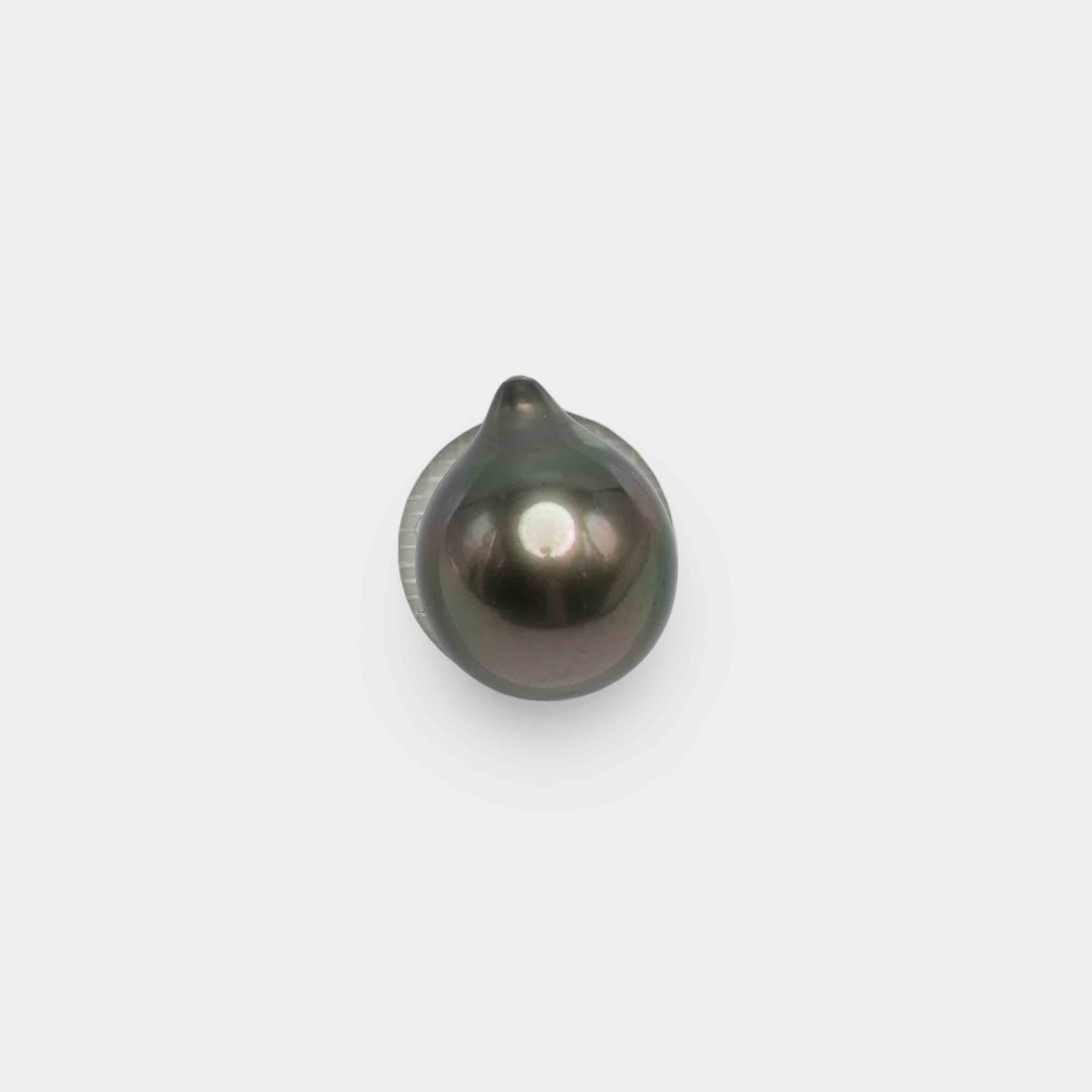 1pcs Green (Brown) 11.3mm - DROP TOP Quality Tahitian Pearl Single LP785