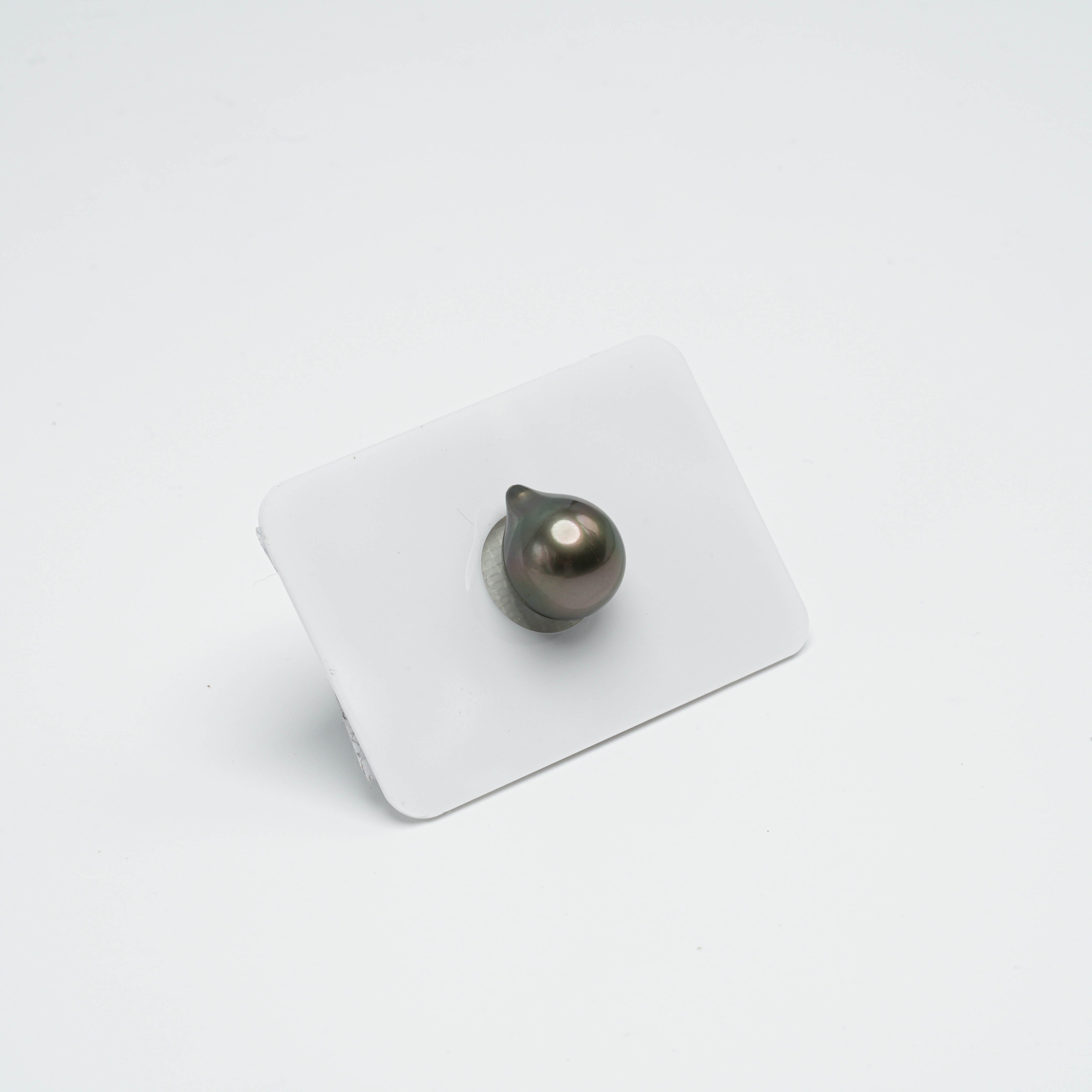 1pcs Green (Brown) 11.3mm - DROP TOP Quality Tahitian Pearl Single LP785