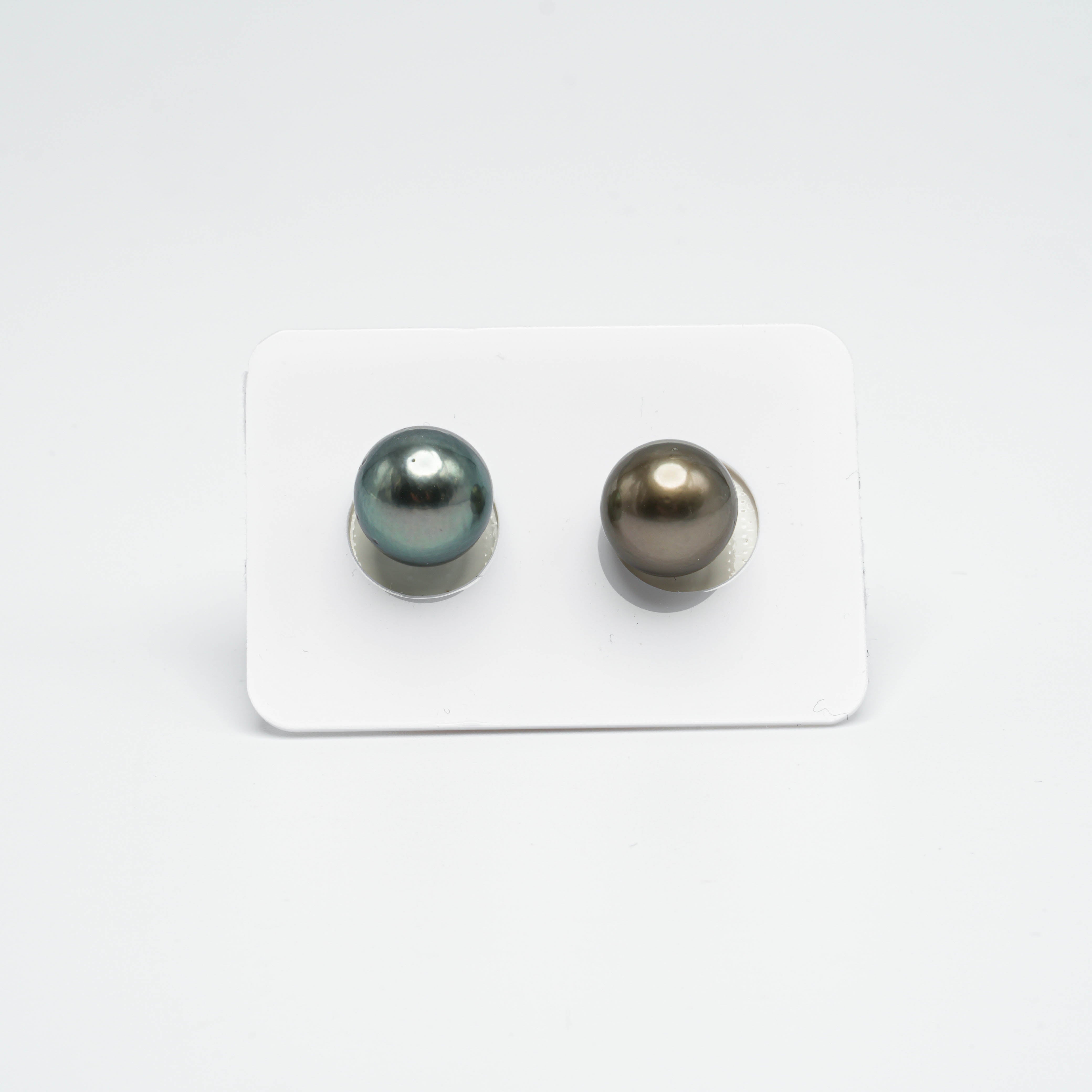 2pcs Brown Blue Green 11.1-11.4mm - SR AA/AAA Quality Tahitian Pearl Pair ER1138