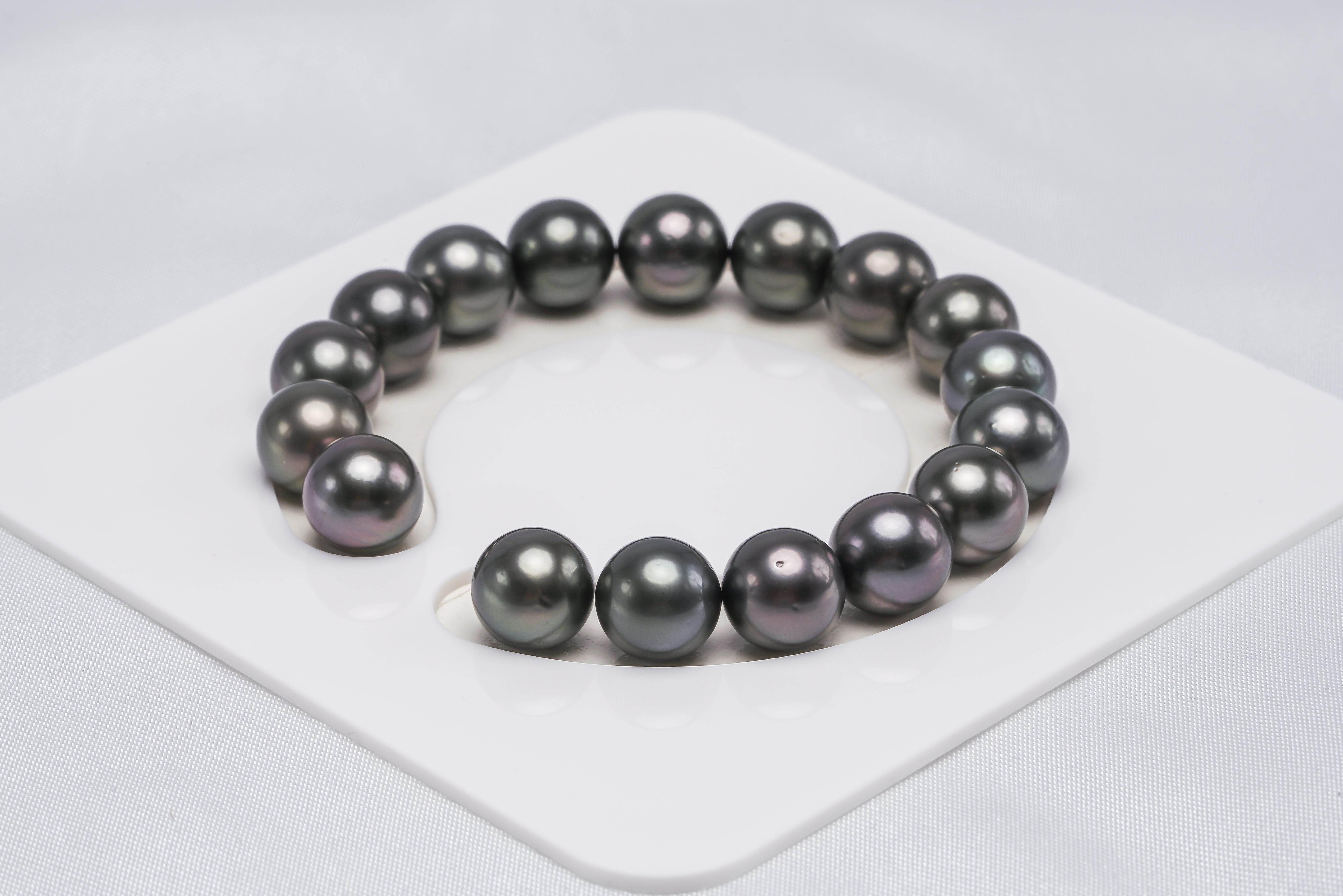 17pcs "Lup" Dark Bracelet - Round/Semi-Round 10mm AA/A quality Tahitian Pearl - Loose Pearl jewelry wholesale