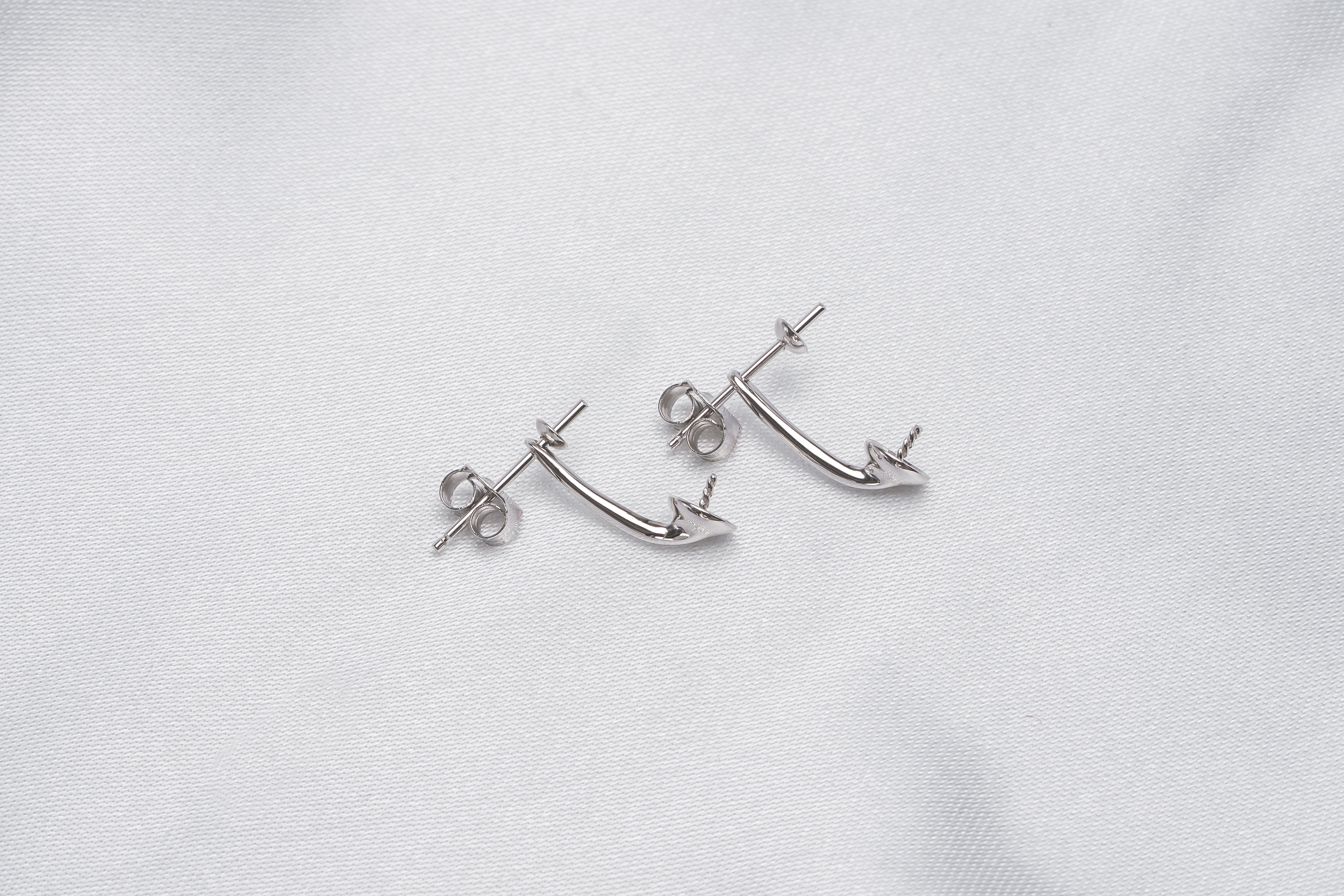 1pair 925 Silver Ear post with earring part - Loose Pearl jewelry wholesale