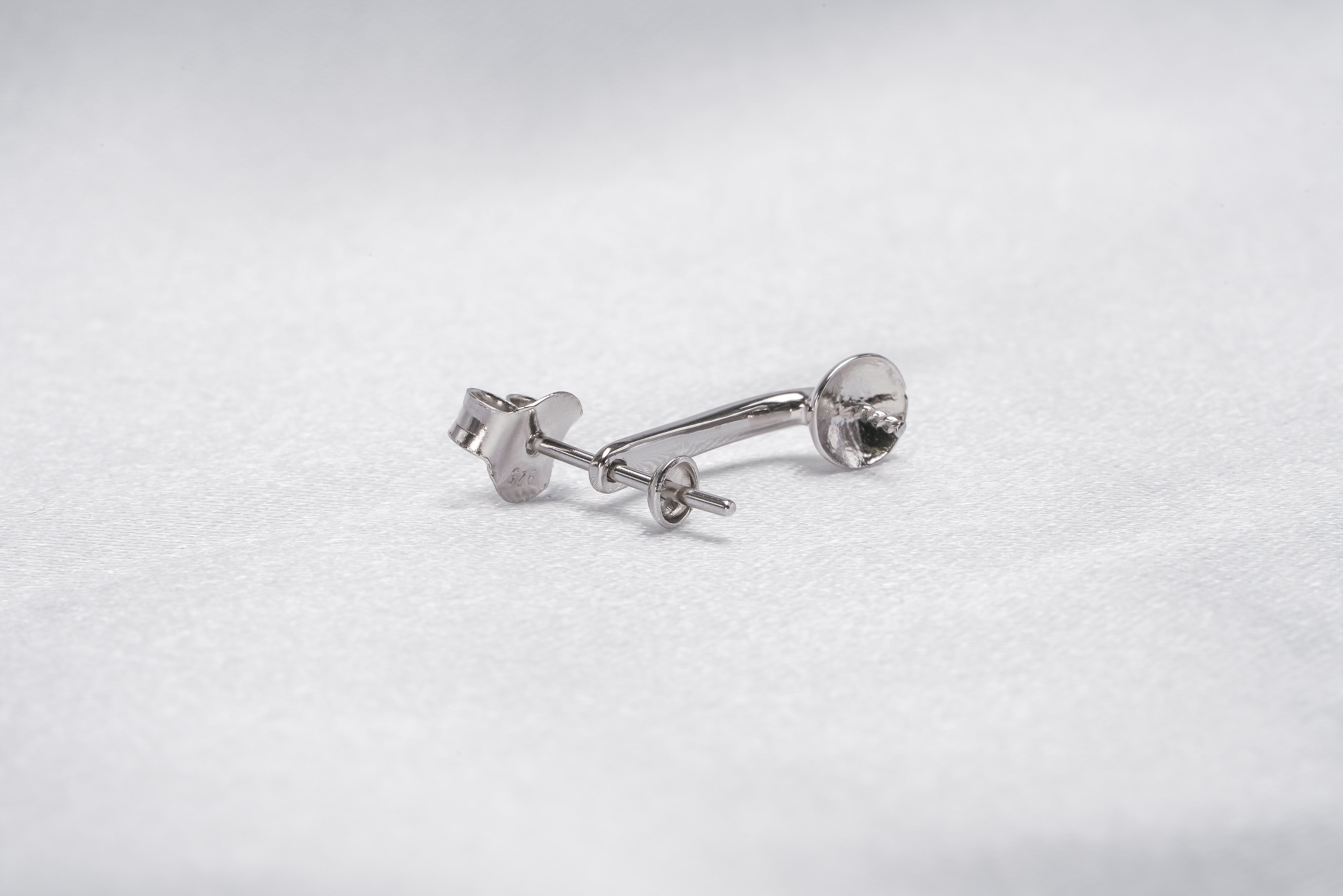 1pair 925 Silver Ear post with earring part - Loose Pearl jewelry wholesale