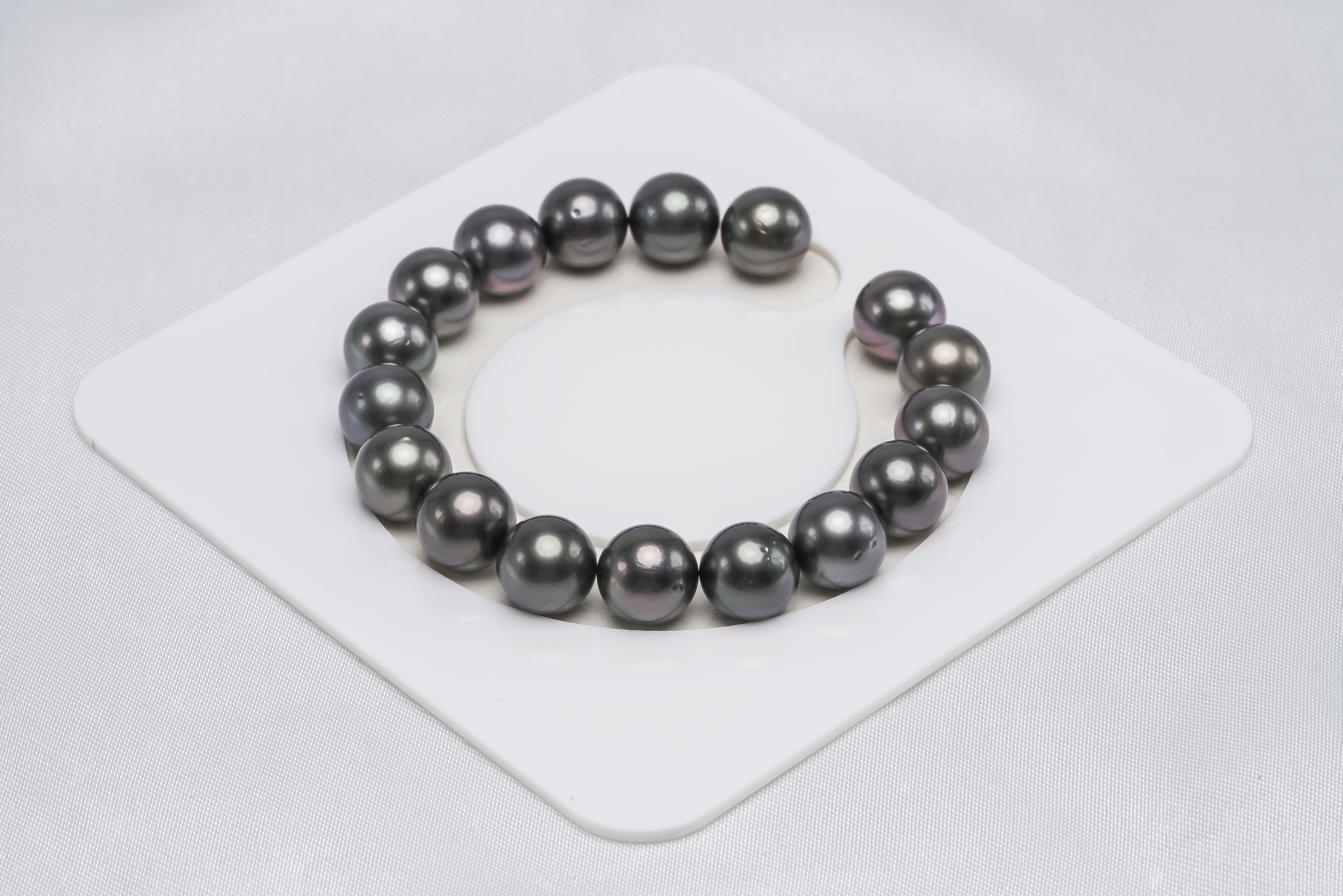 17pcs "Lup" Dark Bracelet - Round/Semi-Round 10mm AA/A quality Tahitian Pearl - Loose Pearl jewelry wholesale