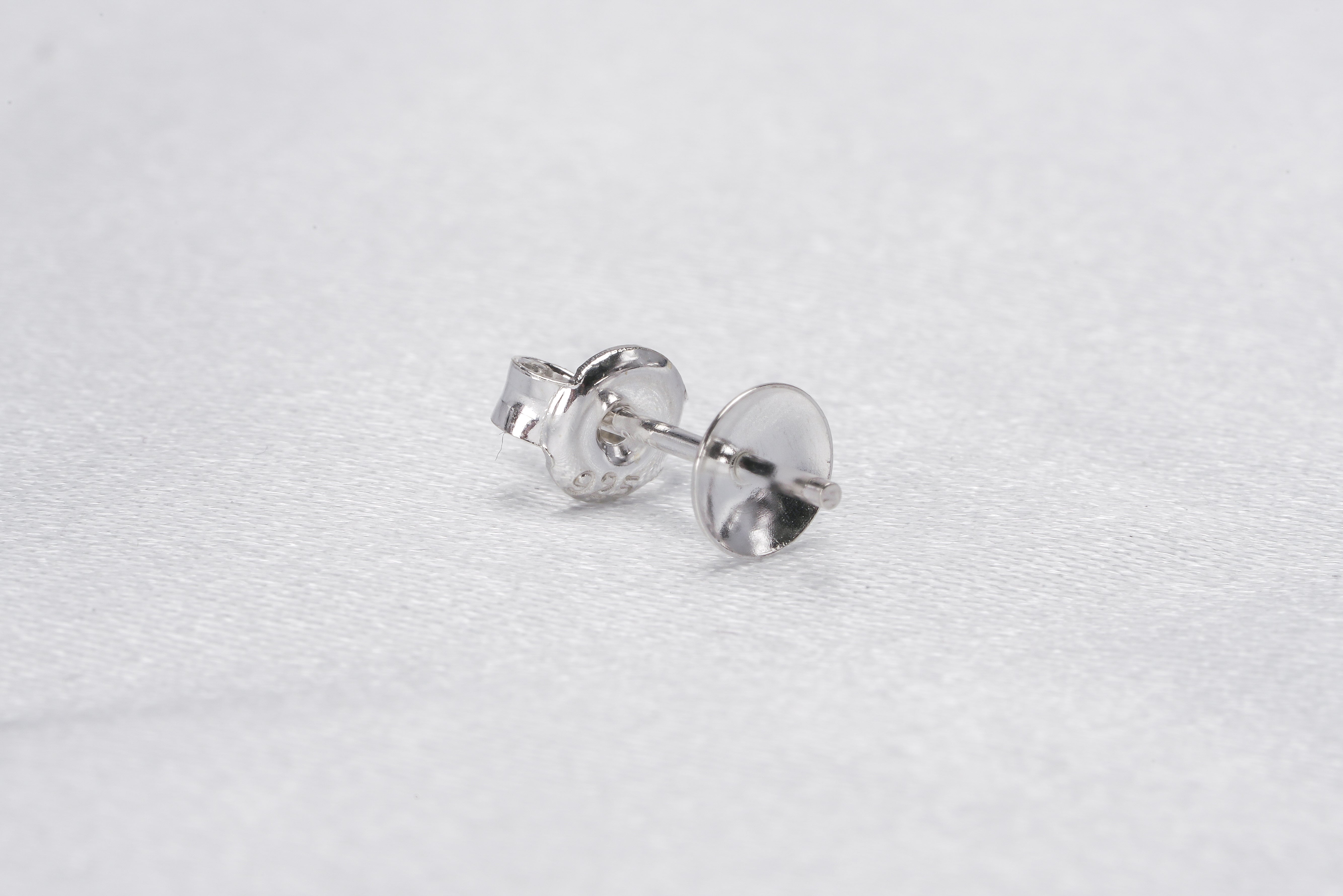 3pairs Silver ear post with clutch 5mm cup - Loose Pearl jewelry wholesale