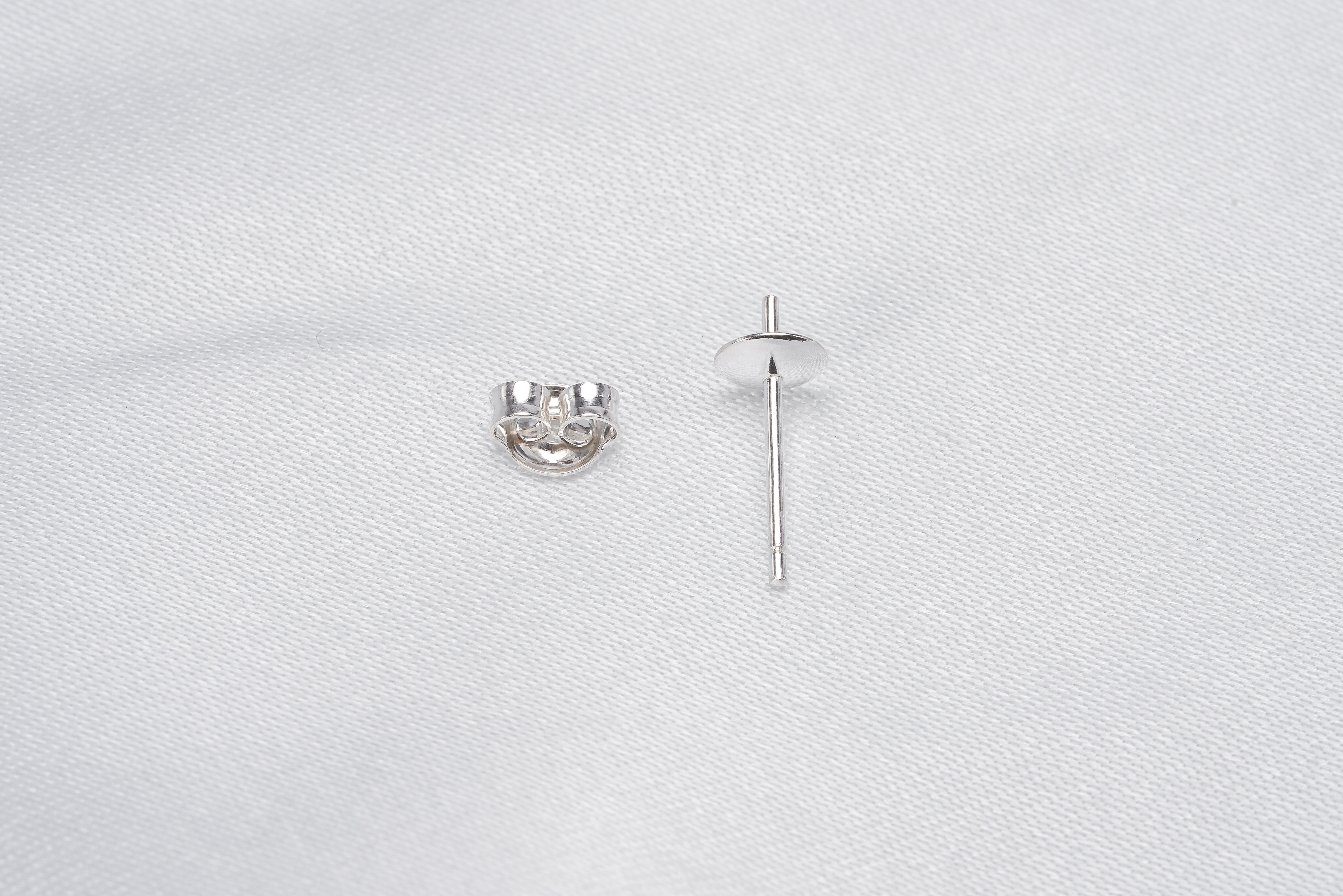 3pairs Silver ear post with clutch 5mm cup - Loose Pearl jewelry wholesale