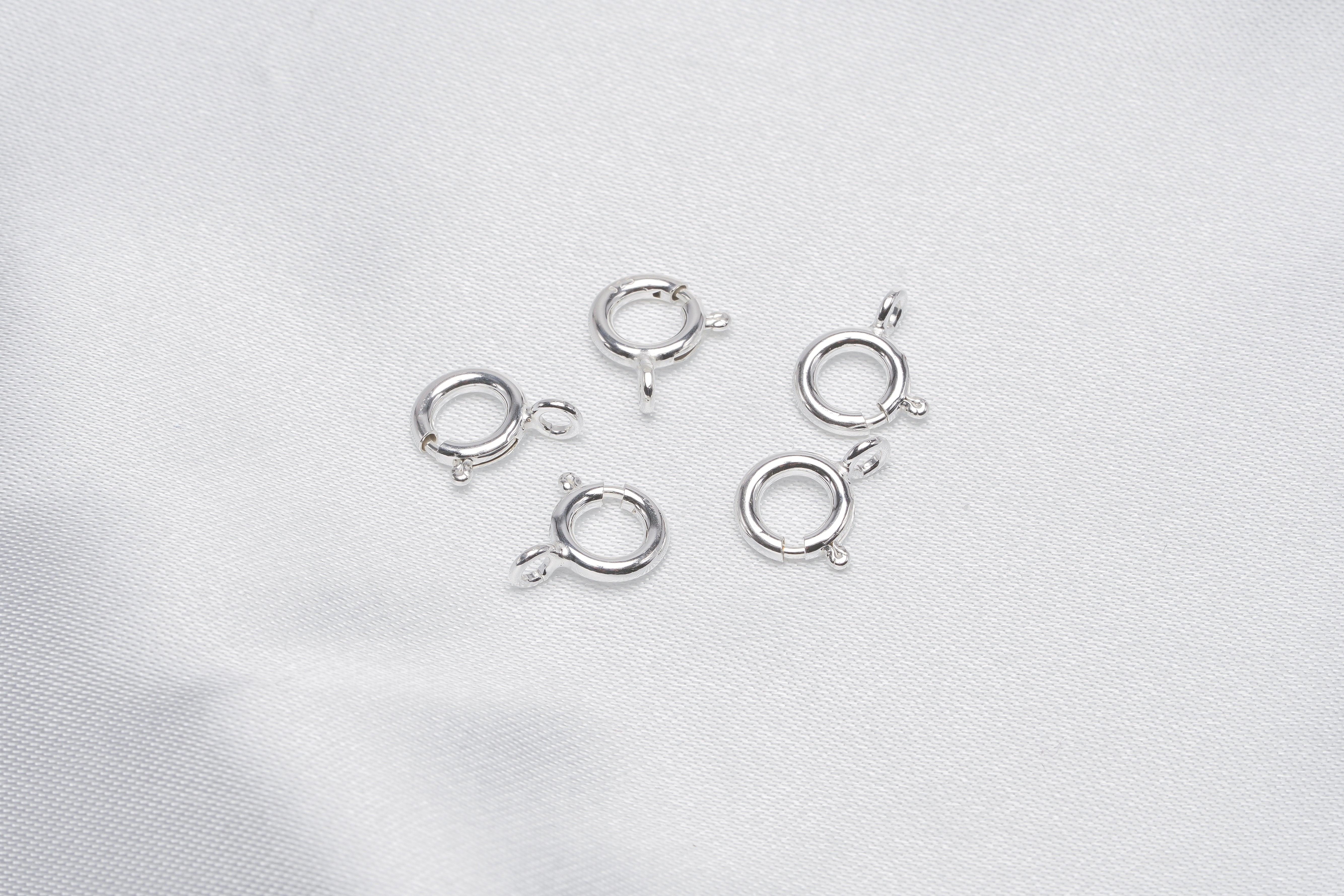 5pcs Silver Spring Ring Clasp For Bracelet/Necklace - Loose Pearl jewelry wholesale