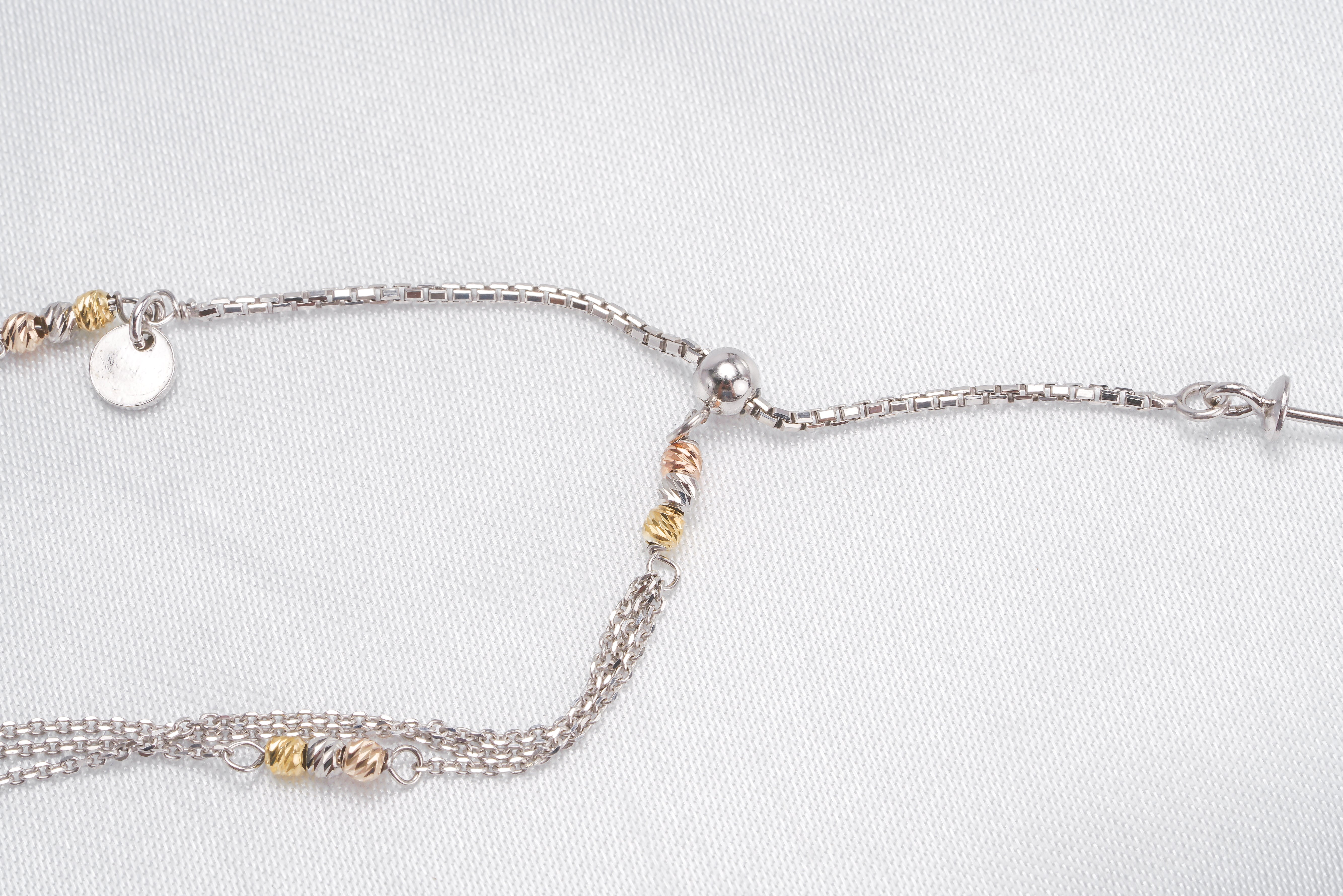 925 Silver Three tone Adjustable Bracelet Chain & Pendant - Loose Pearl jewelry wholesale