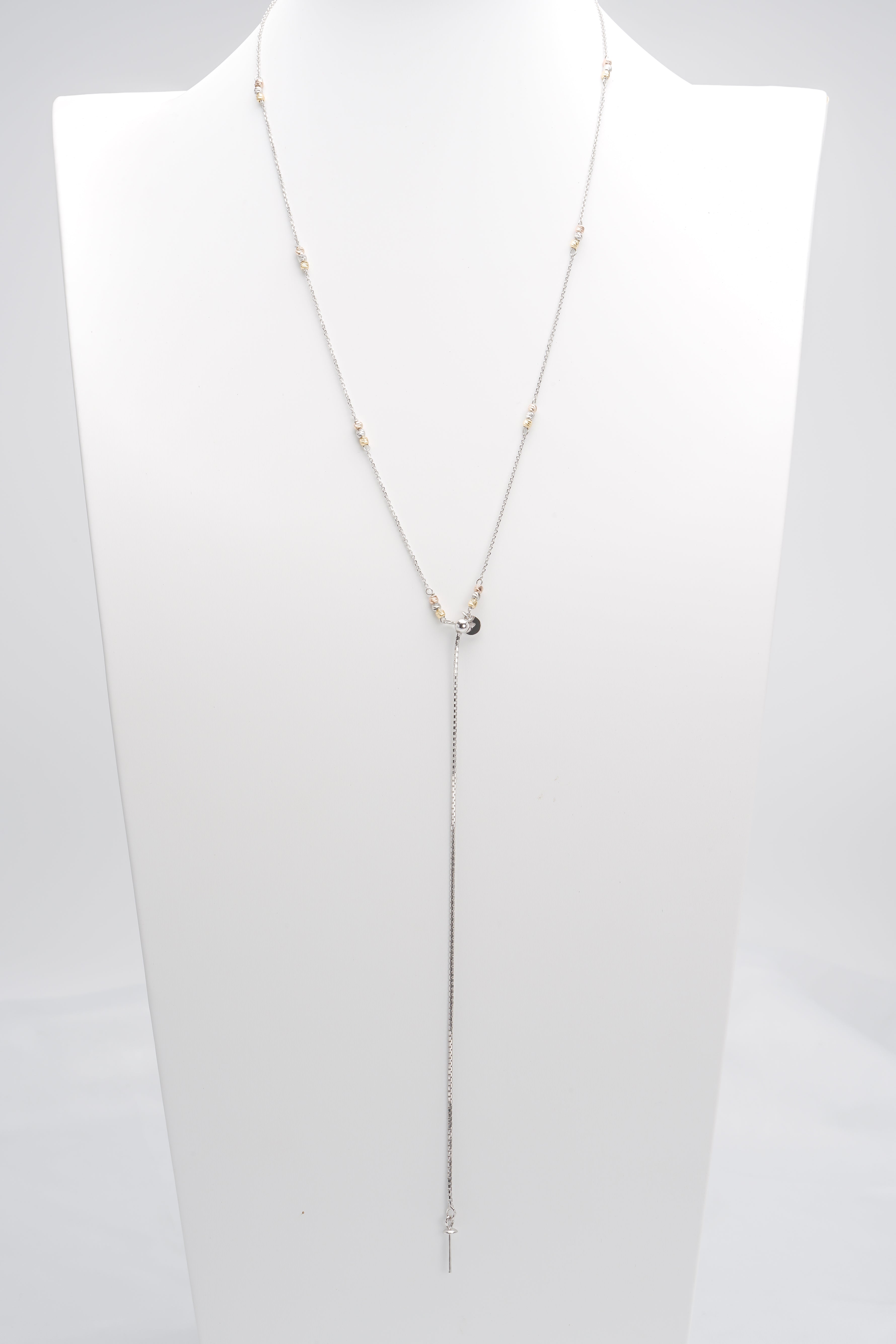 925 Silver Three tone Adjustable Necklace Chain & Pendant - Loose Pearl jewelry wholesale