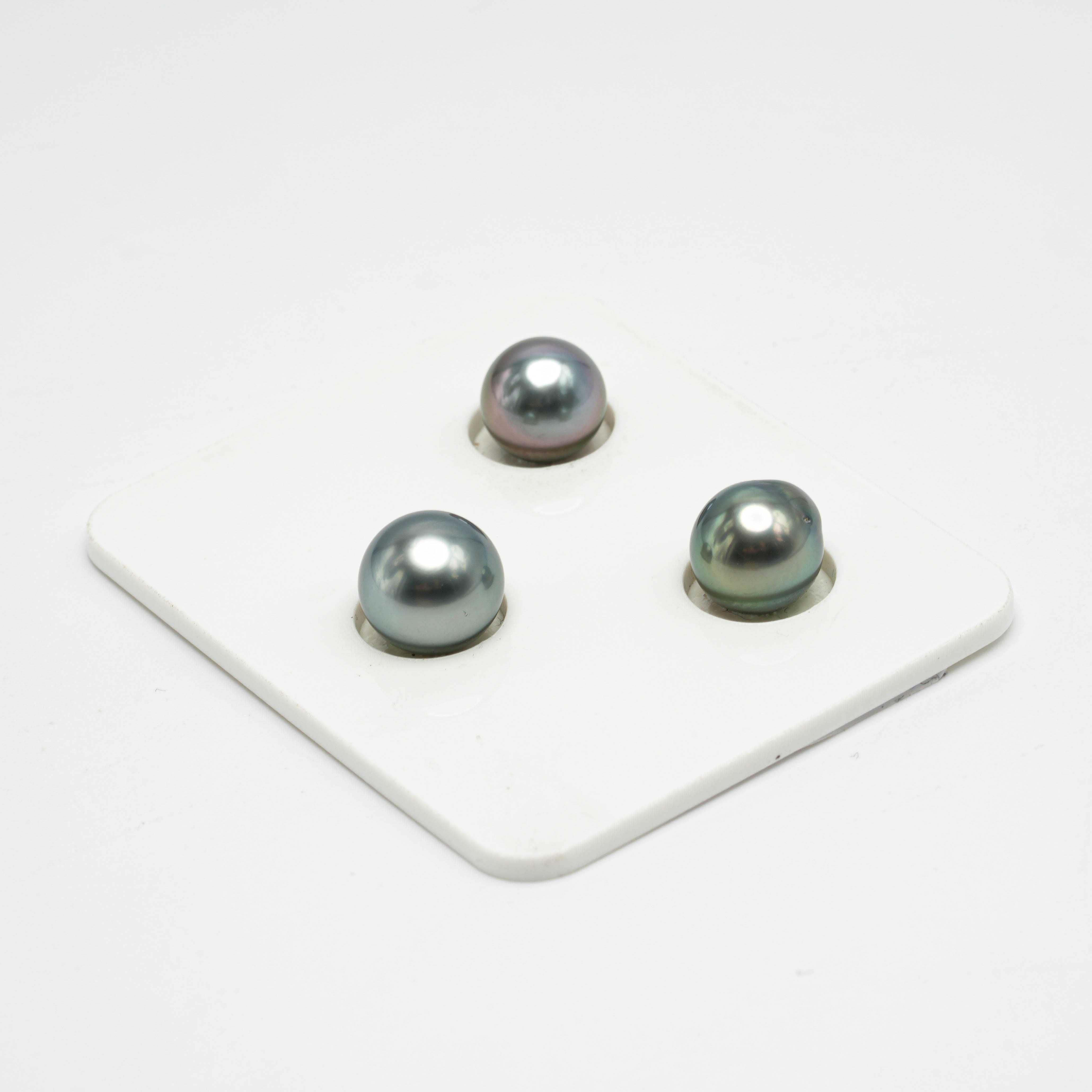 3pcs Mix 9mm - SB Short TOP/AAA Quality Tahitian Pearl Trio Set ER1168