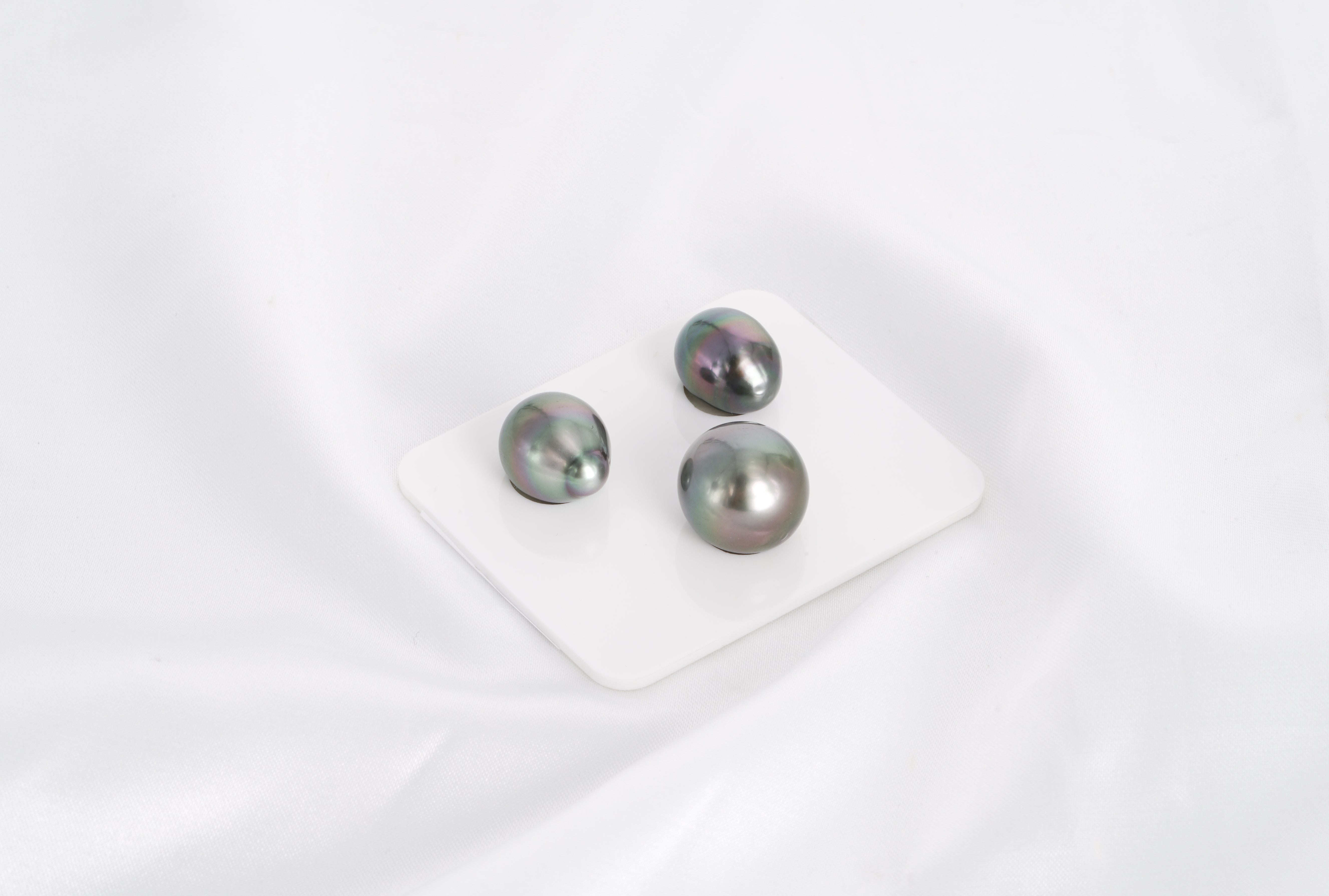 Green Trio Set - OV/SB 11-14mm AAA quality Tahitian Pearl - Loose Pearl jewelry wholesale