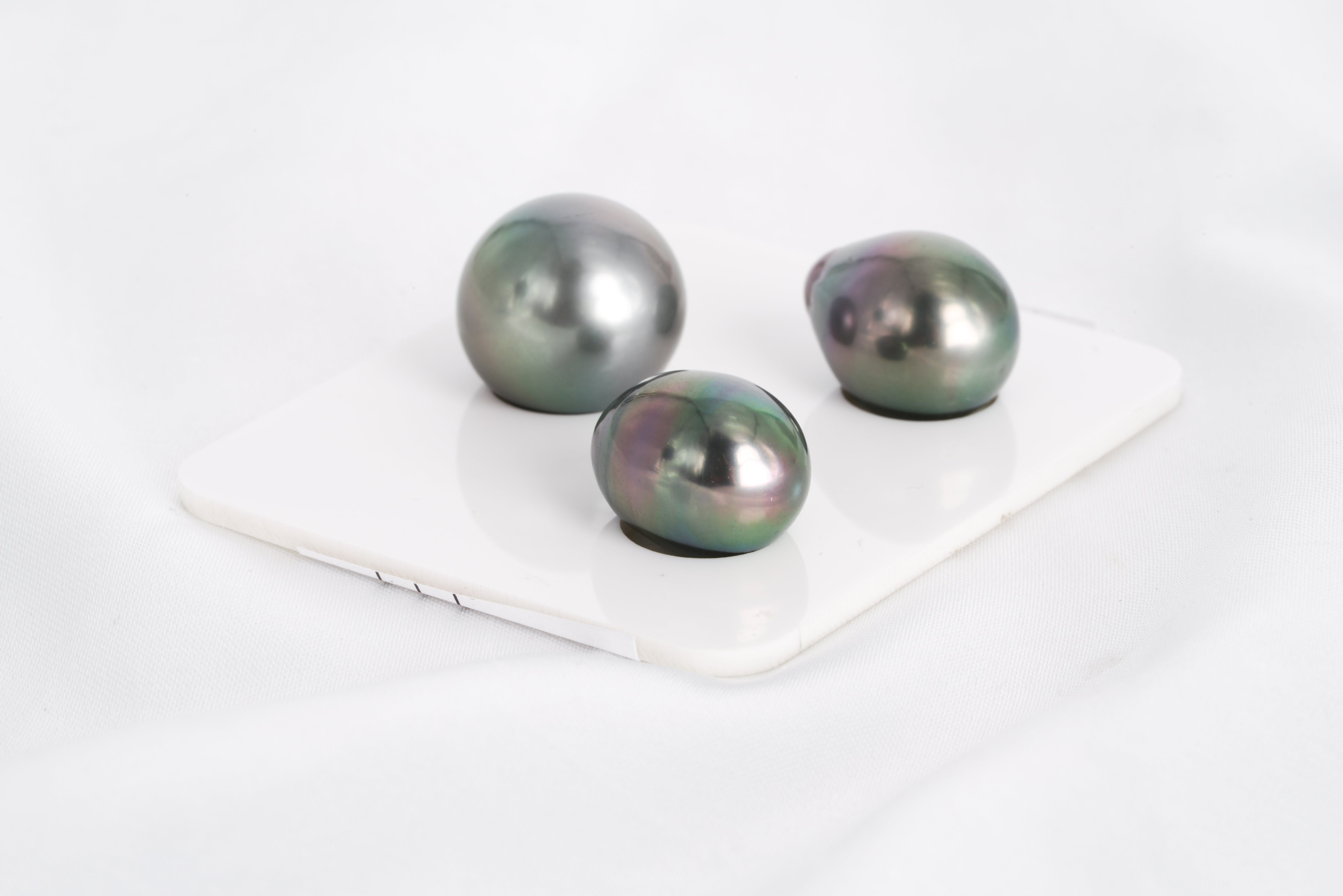 Green Trio Set - OV/SB 11-14mm AAA quality Tahitian Pearl - Loose Pearl jewelry wholesale