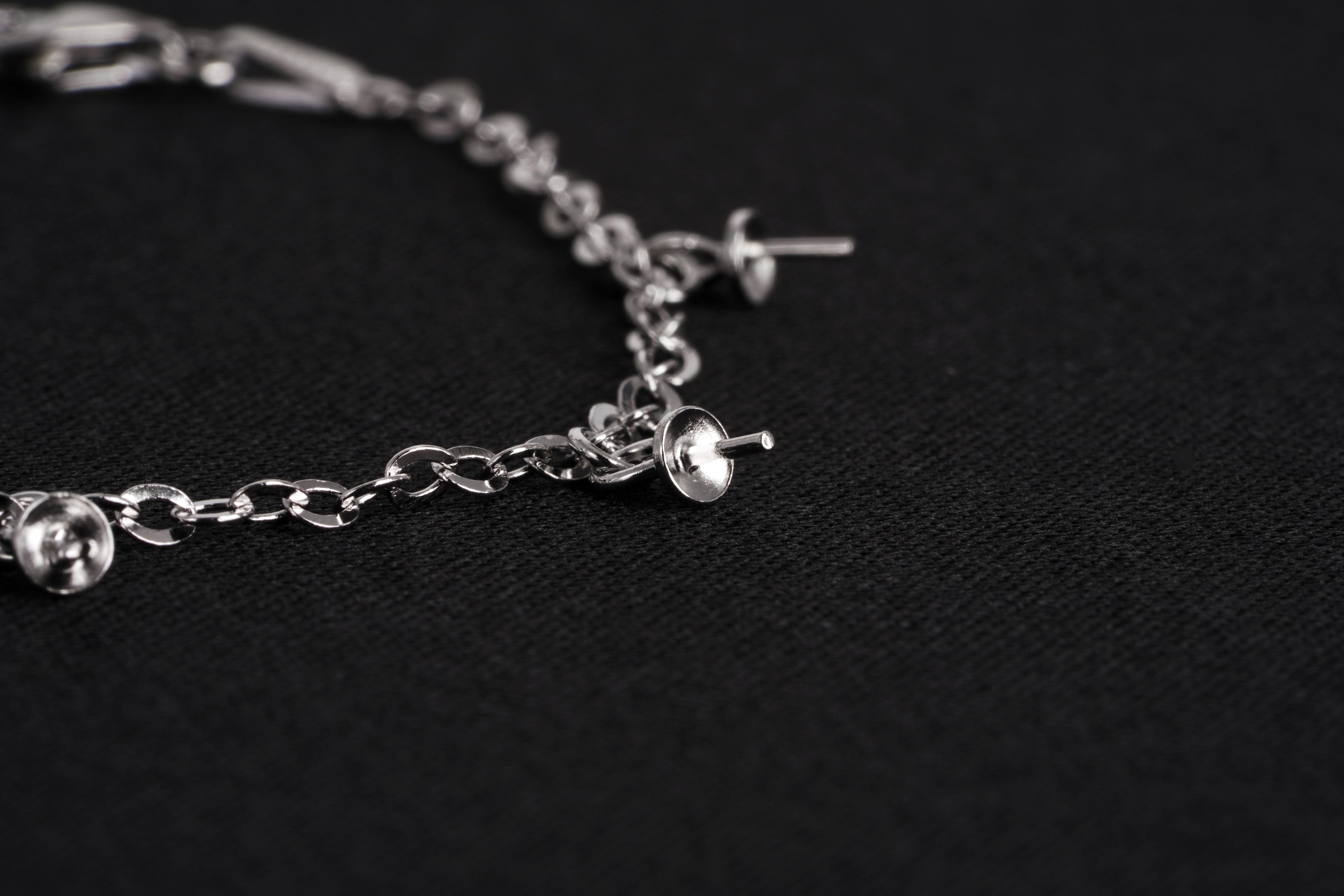 "Fifth" Adjustable Bracelet - 925 Silver Rhodium Plating - Loose Pearl jewelry wholesale