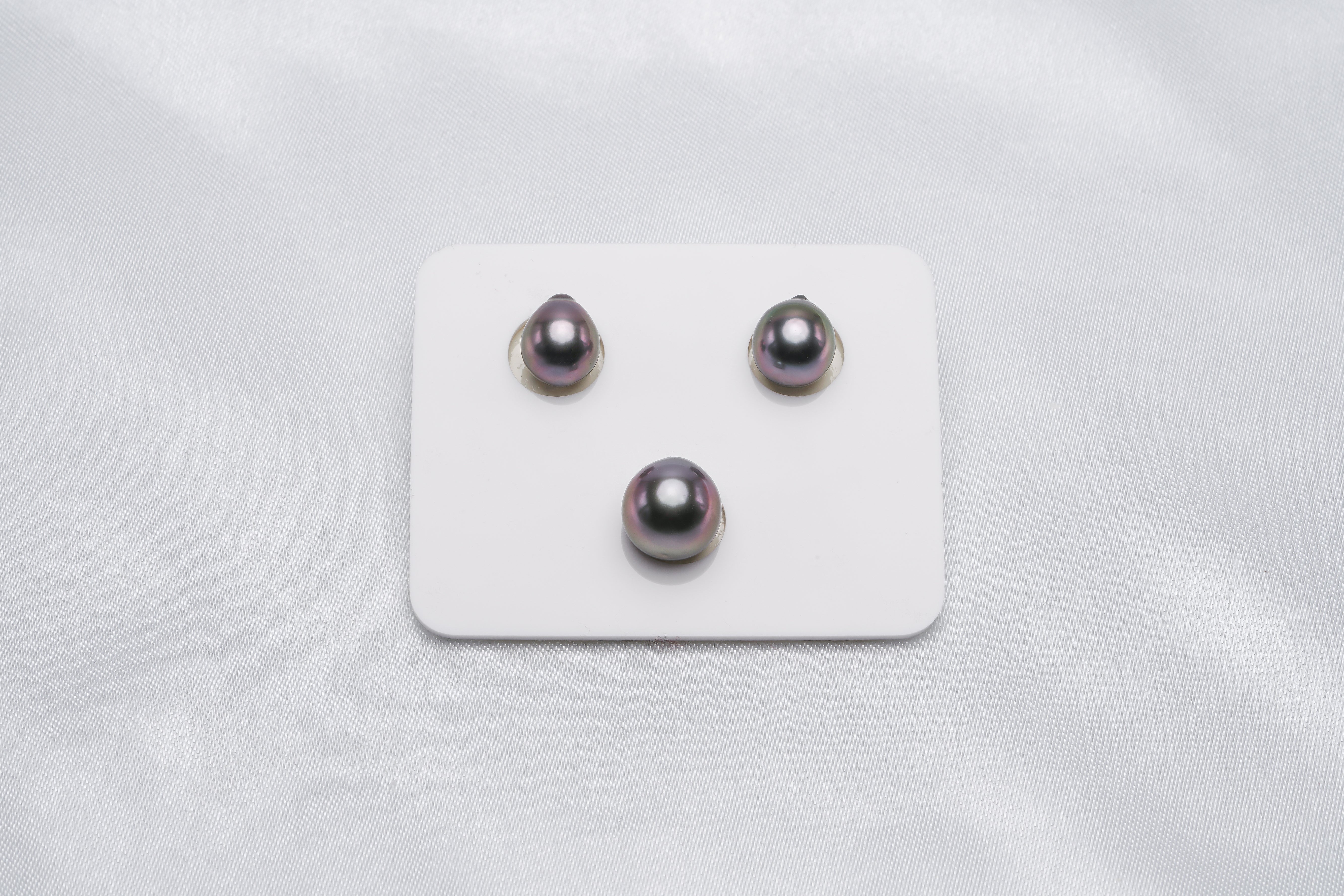 Shinny Cherry Trio Set - Semi-Baroque 8-10mm AAA/AA quality Tahitian Pearl - Loose Pearl jewelry wholesale