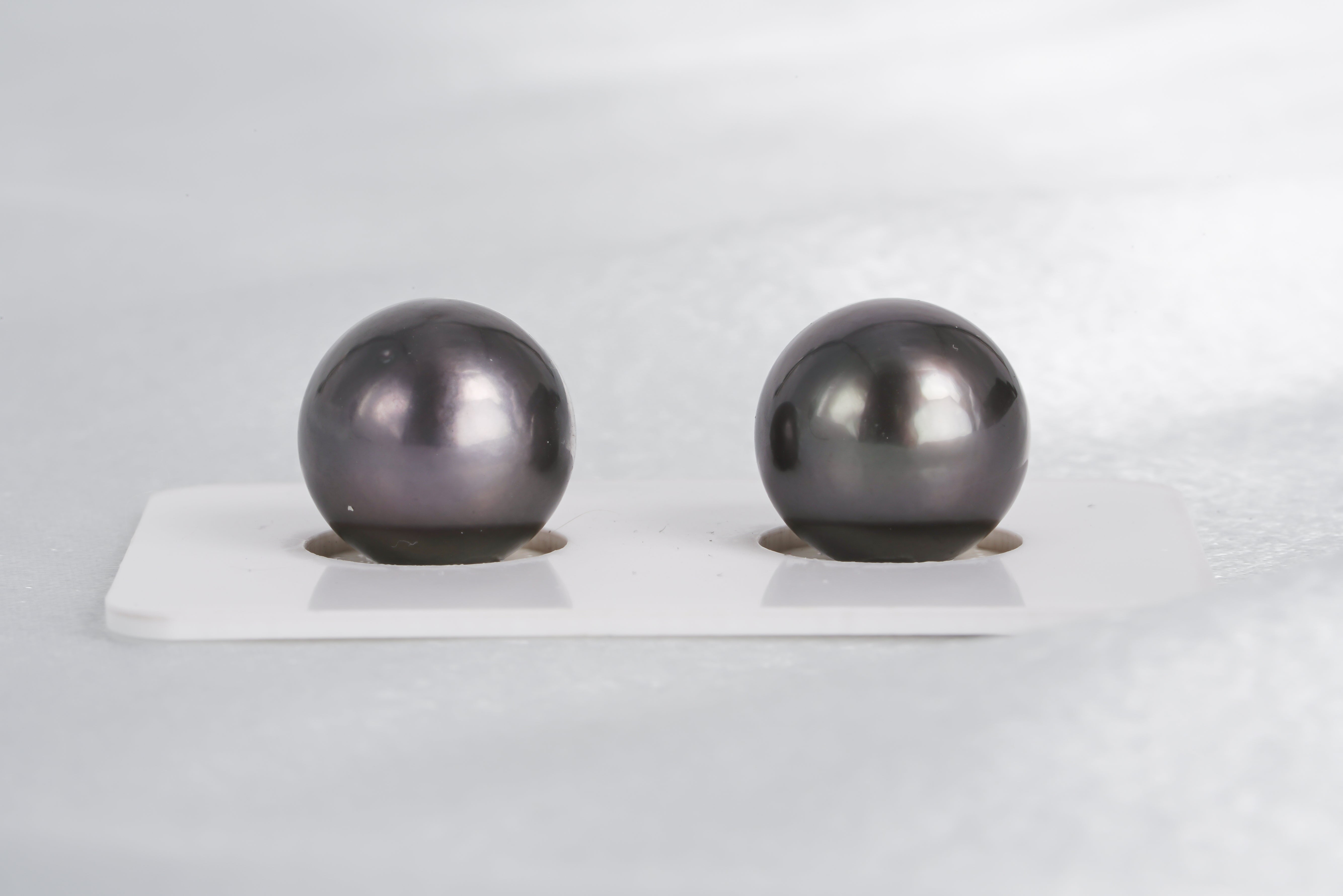 Cherry Dark Matched Pair - Round/Semi-Round 12mm AAA/AA quality Tahitian Pearl - Loose Pearl jewelry wholesale