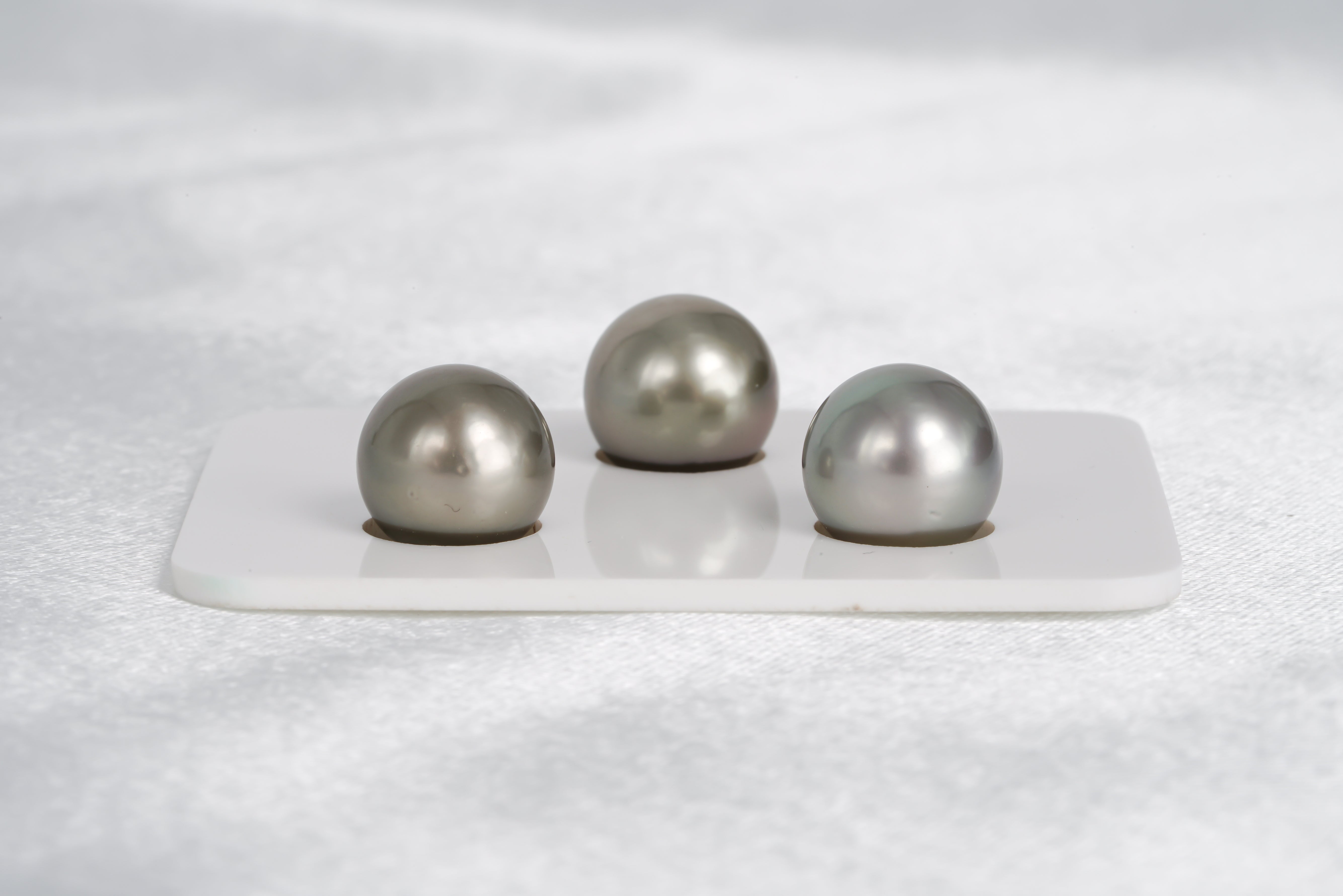 Olive Green Trio Set - Semi-Round/Near-Round 11mm AAA quality Tahitian Pearl - Loose Pearl jewelry wholesale