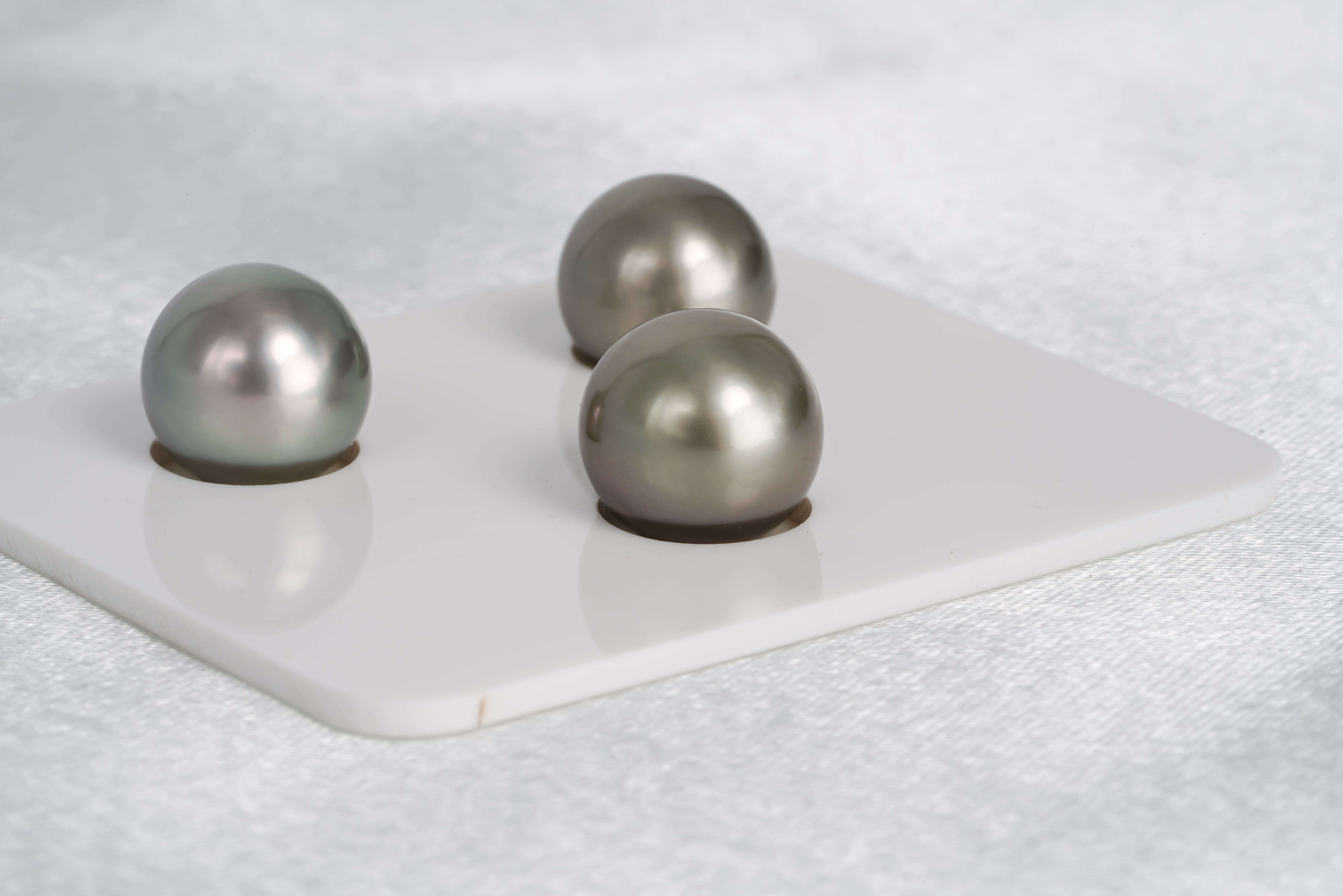 Olive Green Trio Set - Semi-Round/Near-Round 11mm AAA quality Tahitian Pearl - Loose Pearl jewelry wholesale