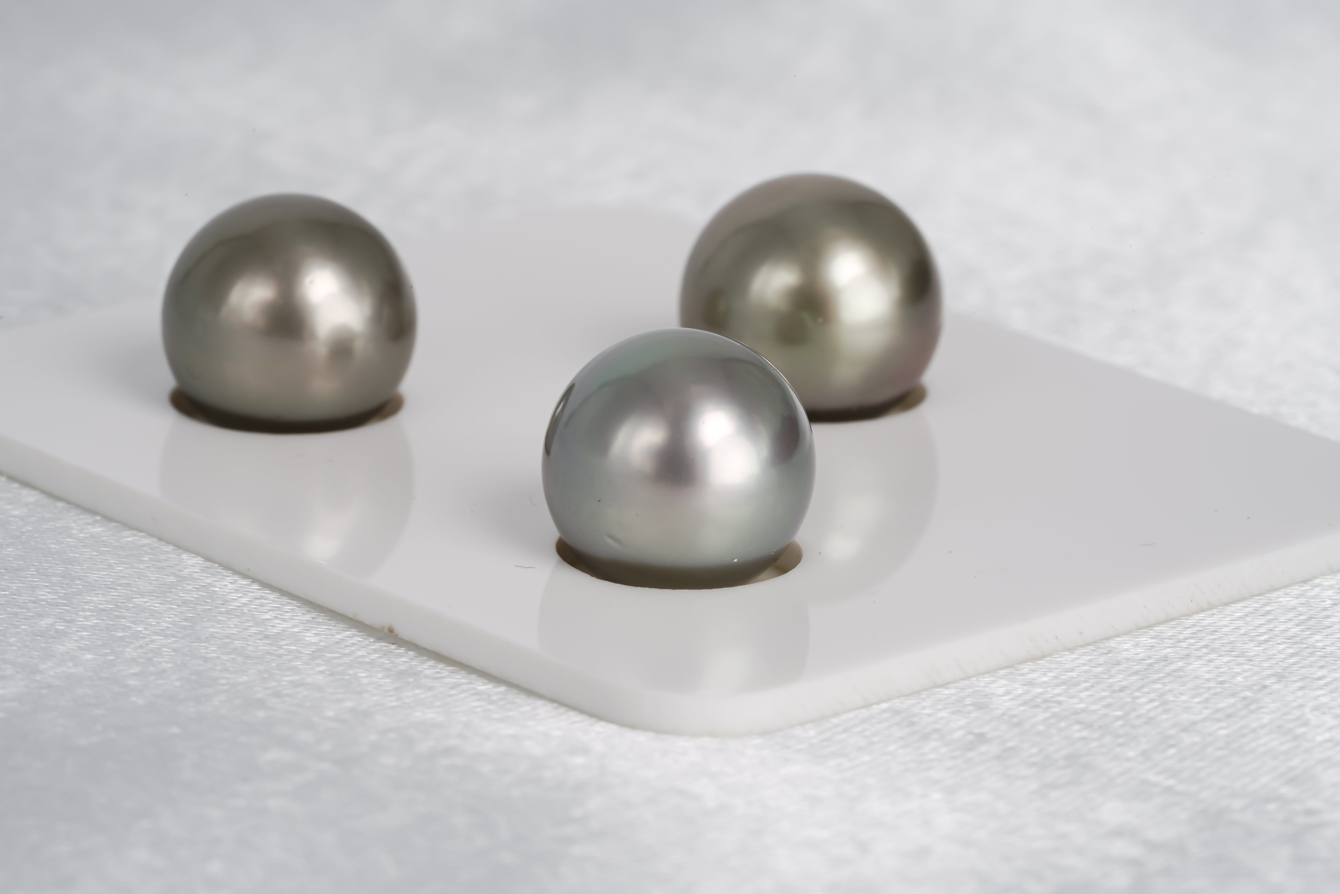 Olive Green Trio Set - Semi-Round/Near-Round 11mm AAA quality Tahitian Pearl - Loose Pearl jewelry wholesale