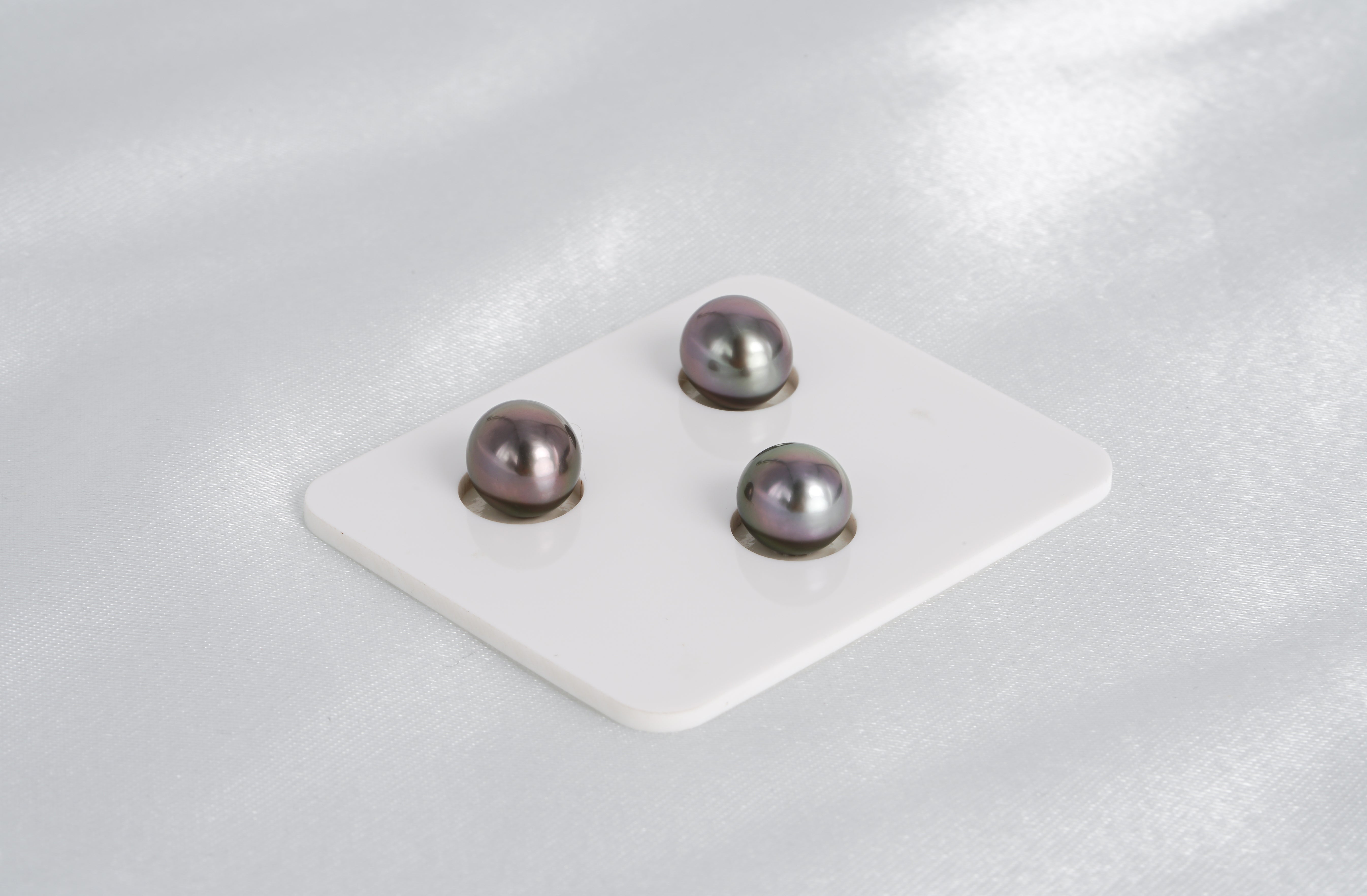 Light Cherry Trio Set - Oval 9mm TOP quality Tahitian Pearl - Loose Pearl jewelry wholesale