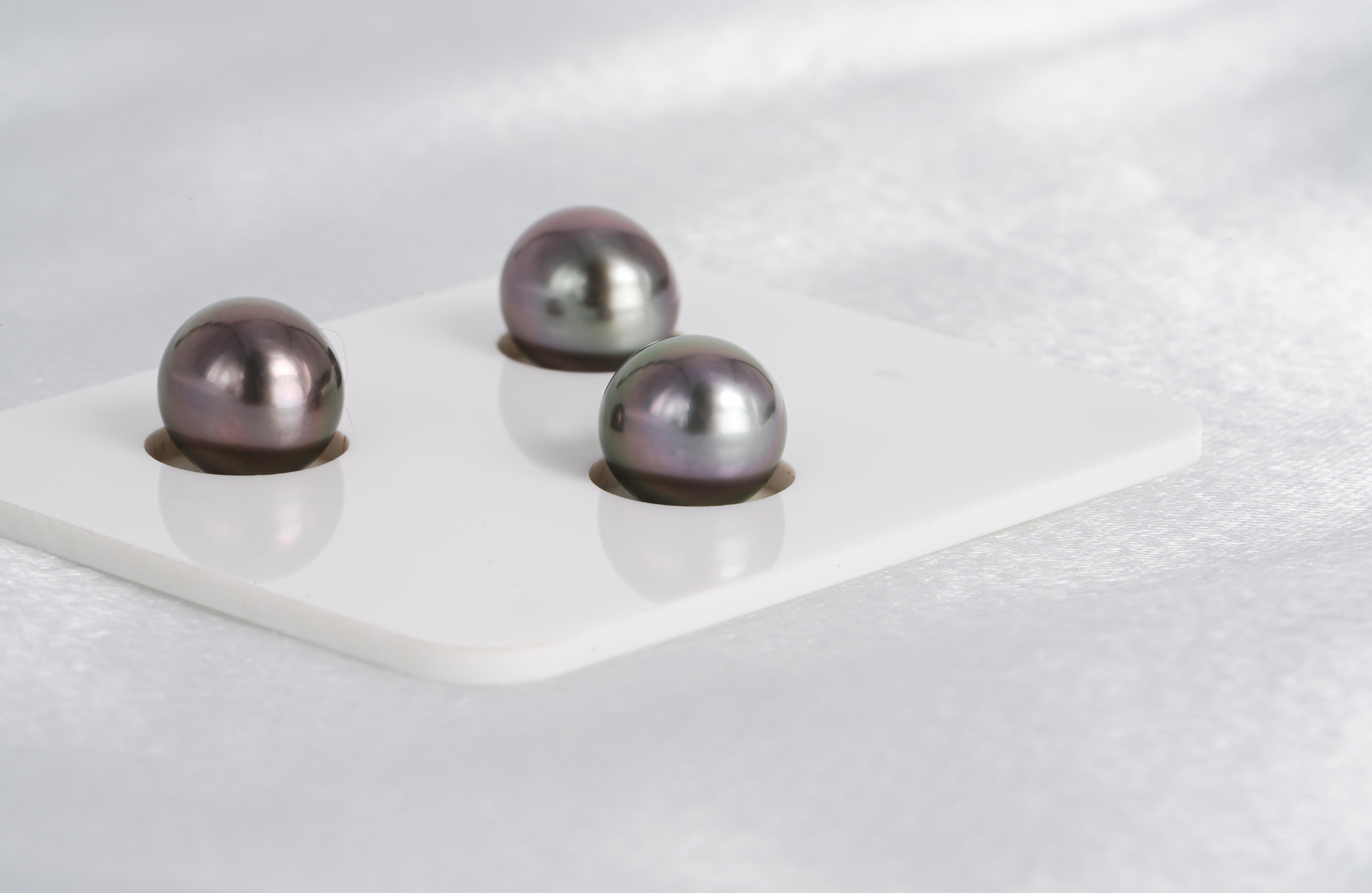 Light Cherry Trio Set - Oval 9mm TOP quality Tahitian Pearl - Loose Pearl jewelry wholesale